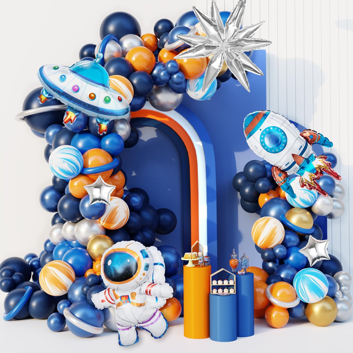 Ouddy Party 142Pcs Outer Space Party Decorations Balloon Garland Kit