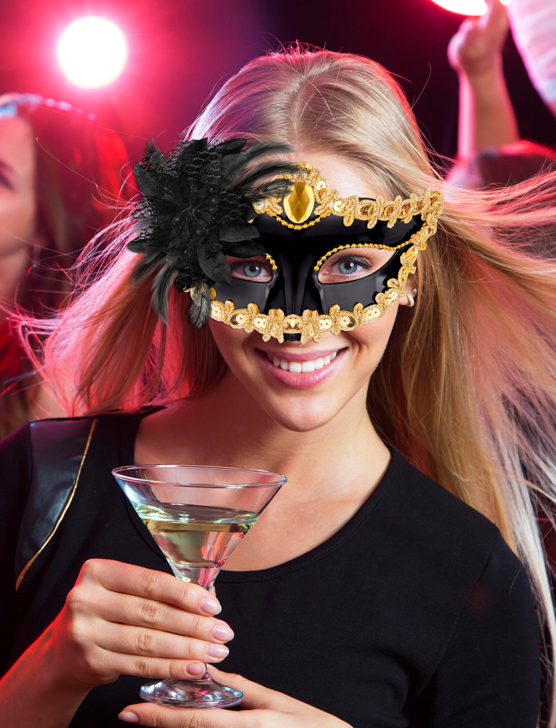 SIQUK 8 Pieces Couple Masquerade Mask Set Venetian Party Masks Mardi Gras Mask Costume Masks for