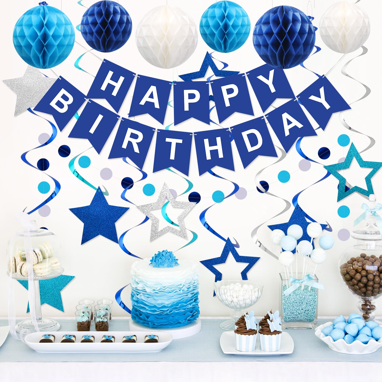 meowtastic Birthday Decorations Happy Birthday Banner with Honeycomb Balls