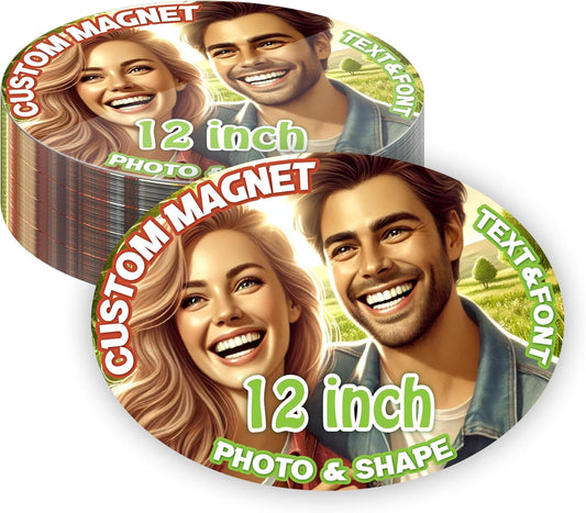 KETABAO – 12" Oval Magnetic Photo Magnet for Refrigerators, Storage Cabinets and Cars – Customized Gifts for Office and Home
