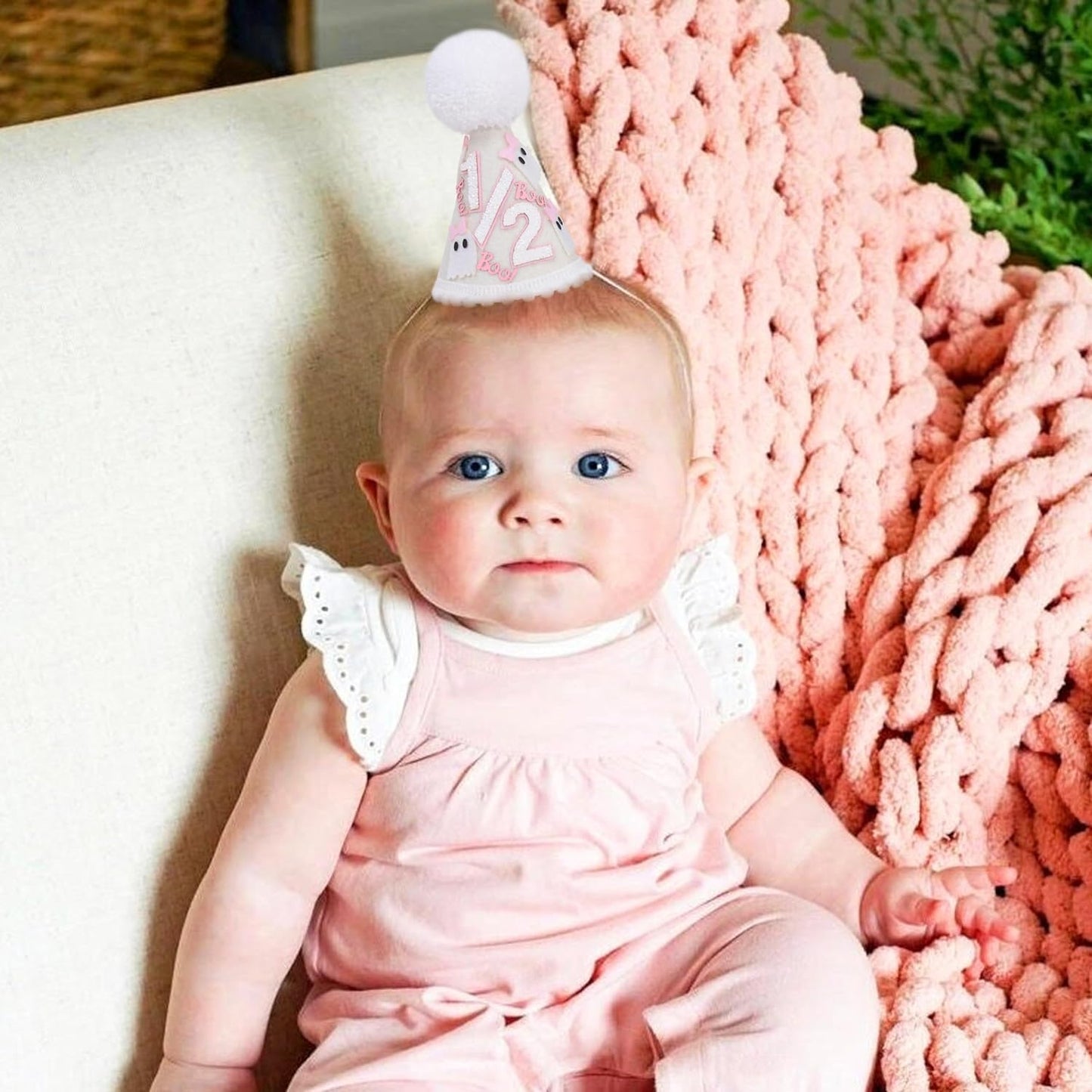 WAOUH Half Birthday Hat - Bow Cake Smash Crown for 6 Month Baby, Mini Photo Prop