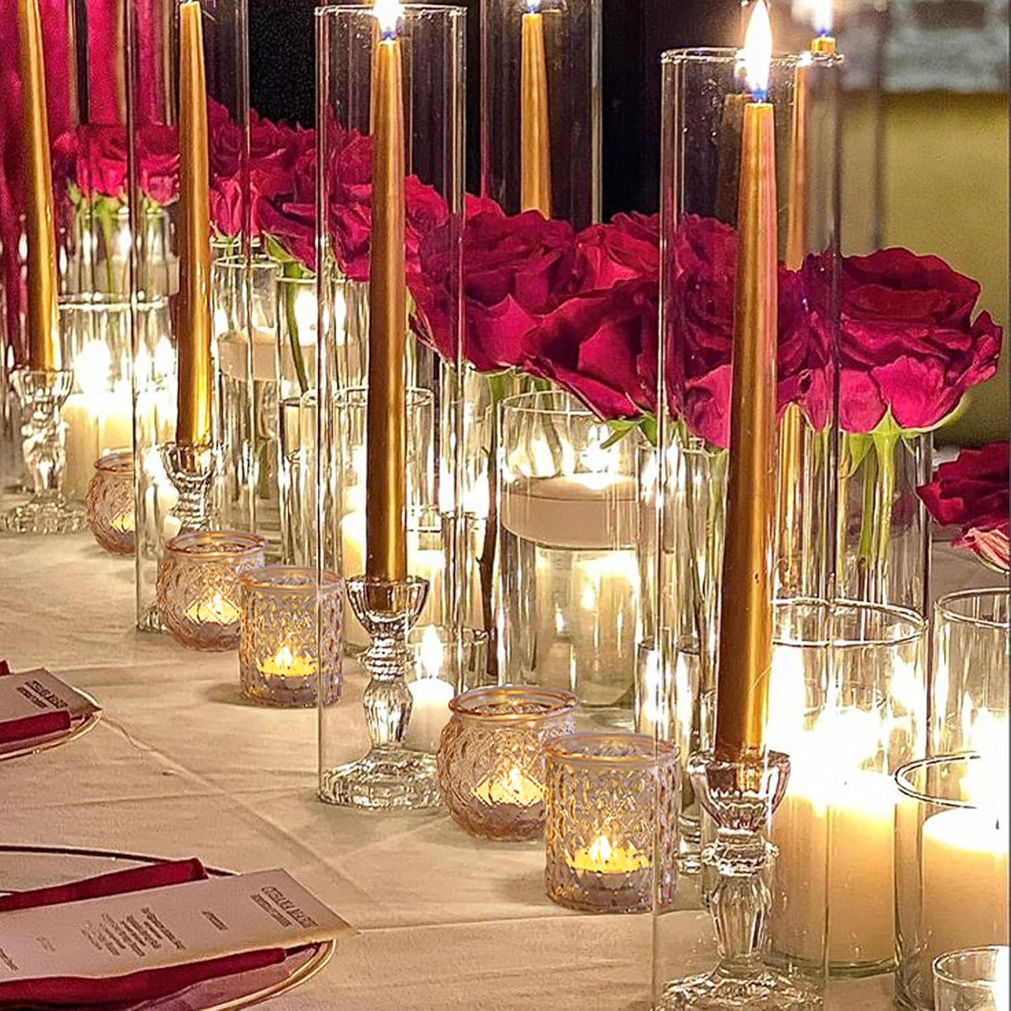 36pcs Assorted Gold Votive Candle Holders, Tea Light Candle Holder Glass for Diwali, Gold Candle Holders for Wedding, Table Centerpiece, Brithday and Holiday Decorations