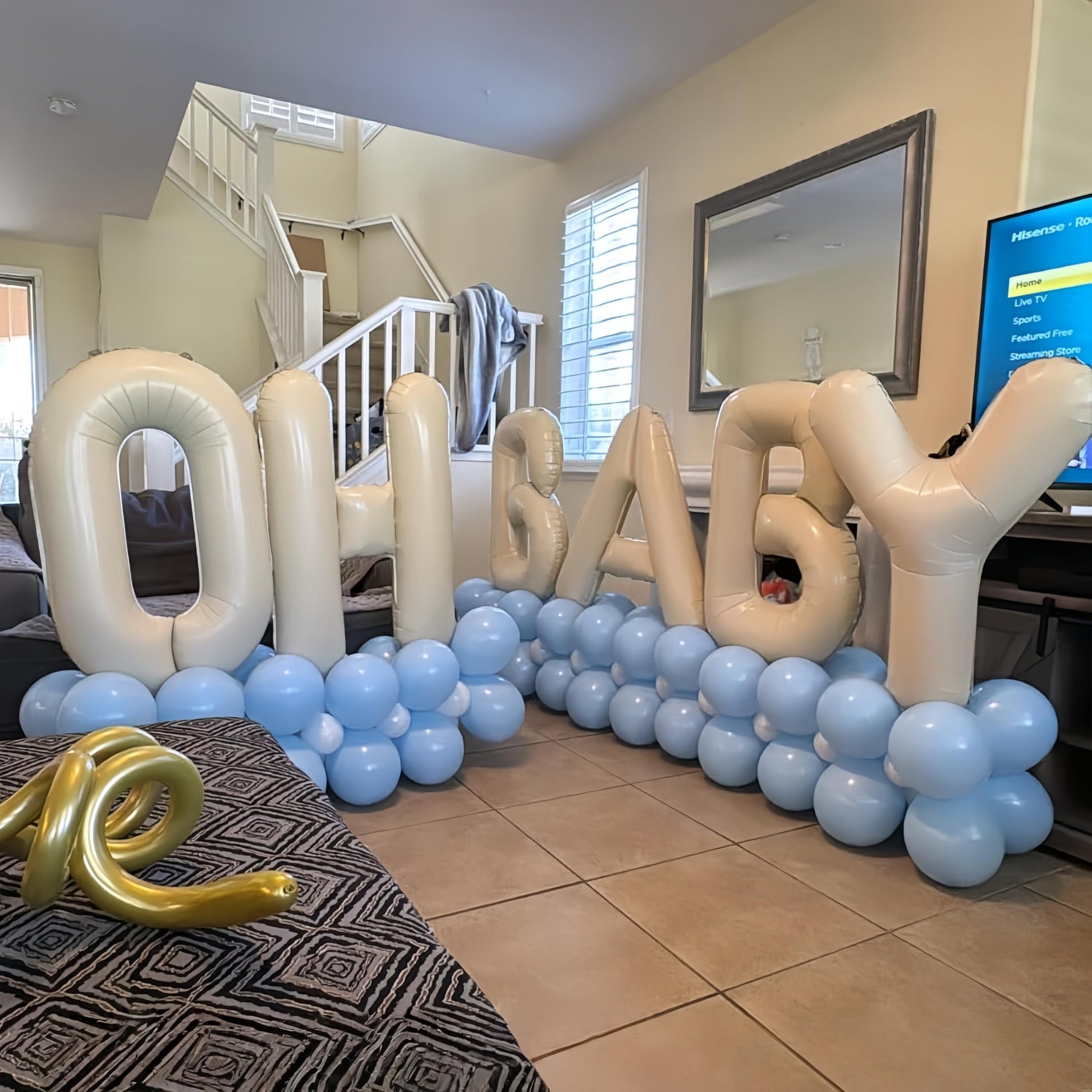 40 Inch Beige OH BABY Balloon for Baby Shower, Large Cream White Oh Baby Balloons Letters with