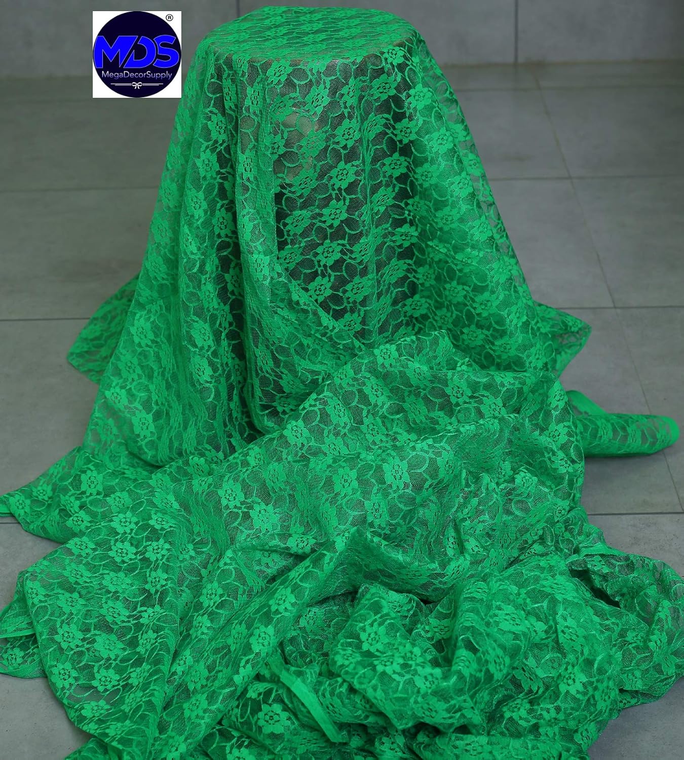 MDS Pack of 20 Wedding 12 x 108 inches Lace Table Runner for Wedding, Decorations for Birthday Parties, Banquets, Graduations, Engagements, and Runners fit Rectangle, Round Table- Green