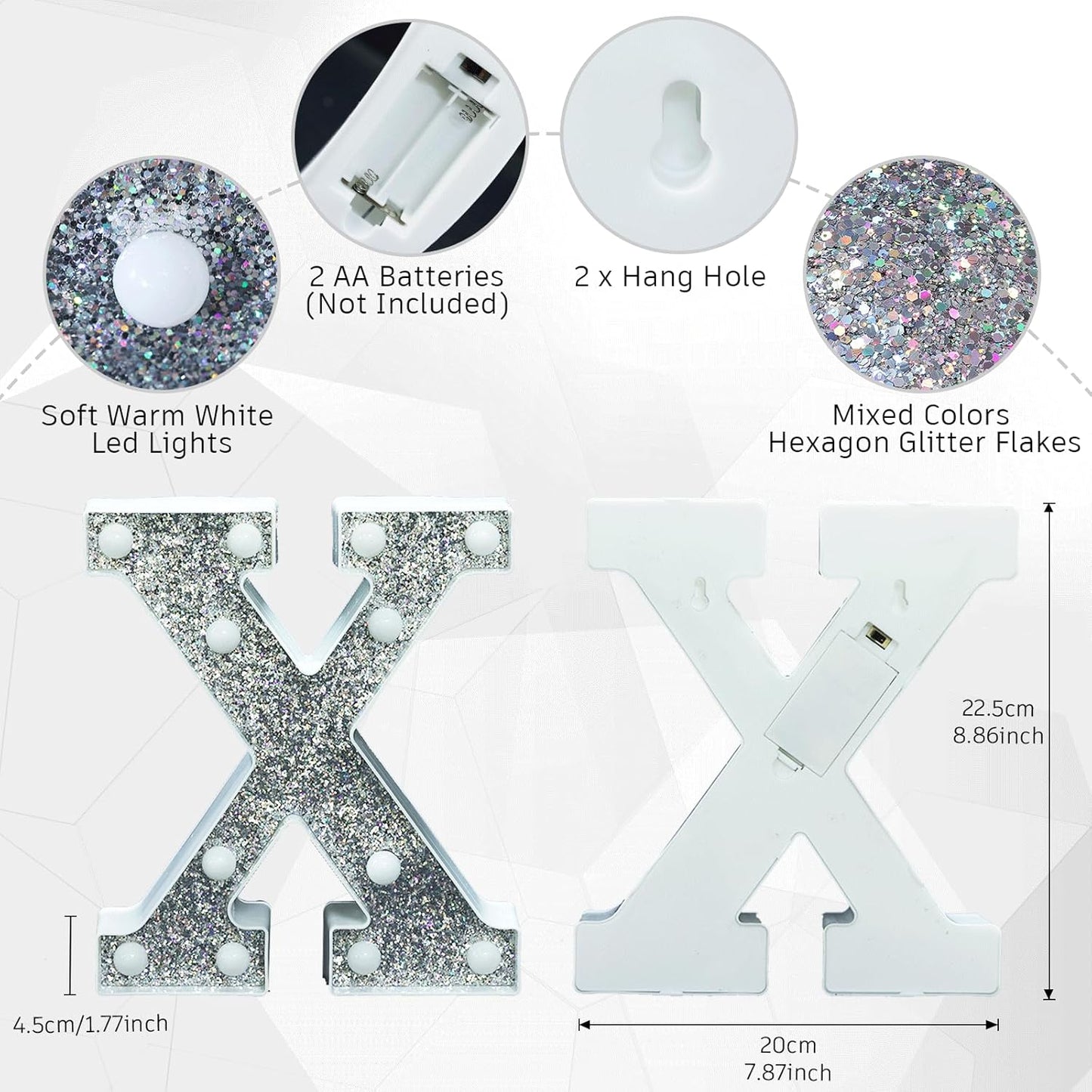 Light Up Letters - Marquee Signs for Table Decorations, Glitter Lighted Alphabet & Number Letters for Prom, Events or Engagement Parties