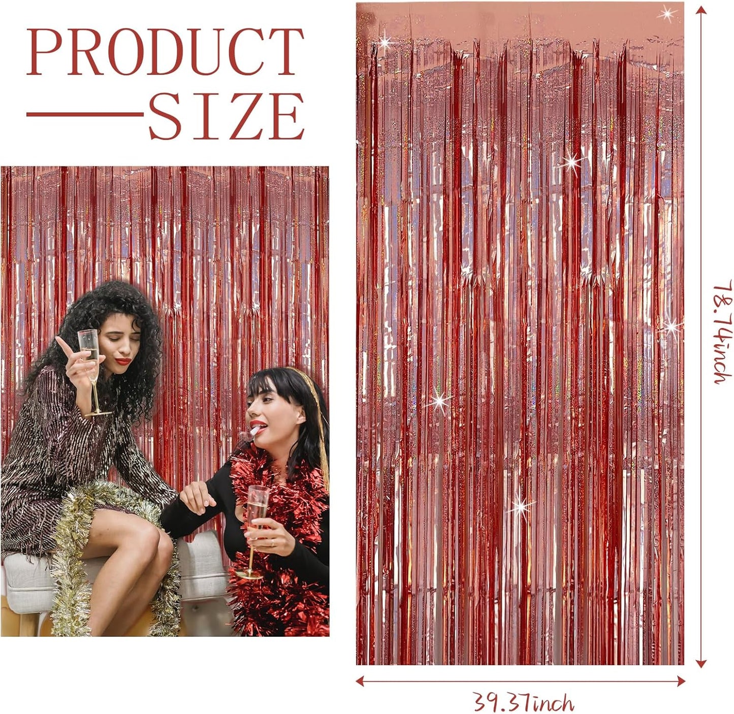 3 Pack Rose Gold Fringe Curtain Backdrop Birthday Bachelorette Party Decorations Metallic Tinsel Streamers Foil Backdrop Christmas Graduation Wedding New Year Party Decorations