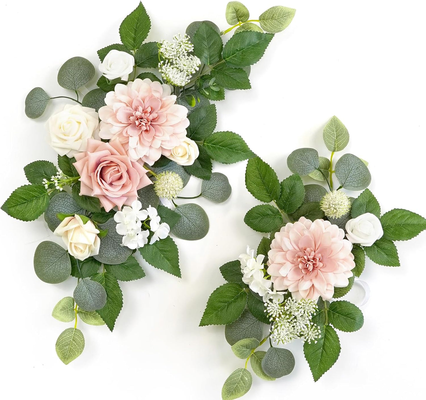 WEIERYUE(Pack of 2) Artificial Flowers Decorations,Artificial Arch Backdrop Garlandfor Ceremony Party Reception Entrance Welcome Easel Door Floral Decor Wall Home Entryway Outdoor(Ash Powder)