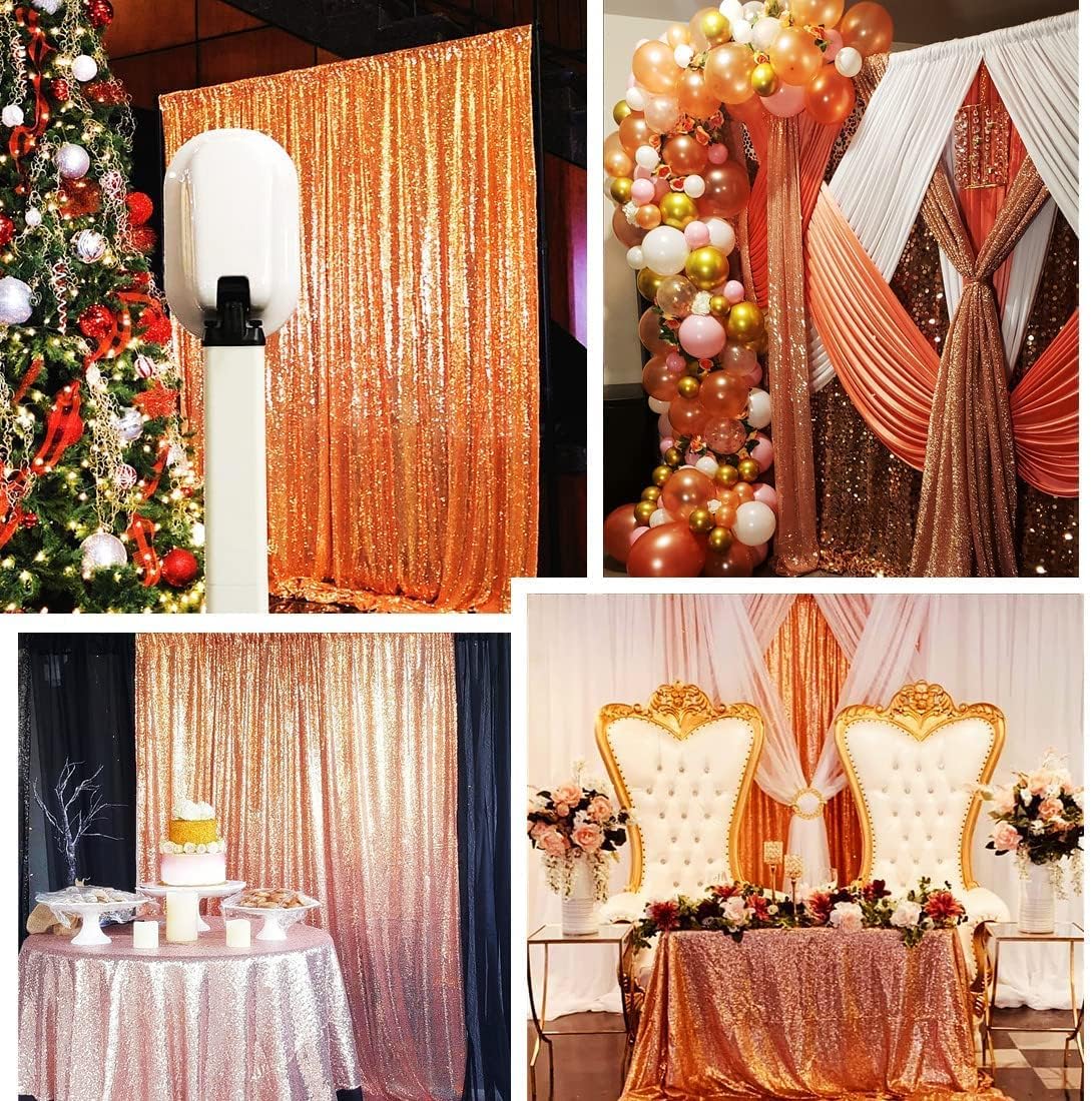 Poise3EHome Rose Gold Sequin Backdrop,8FT x 10FT Sequin Photography Backdrop Curtain for Party Decoration