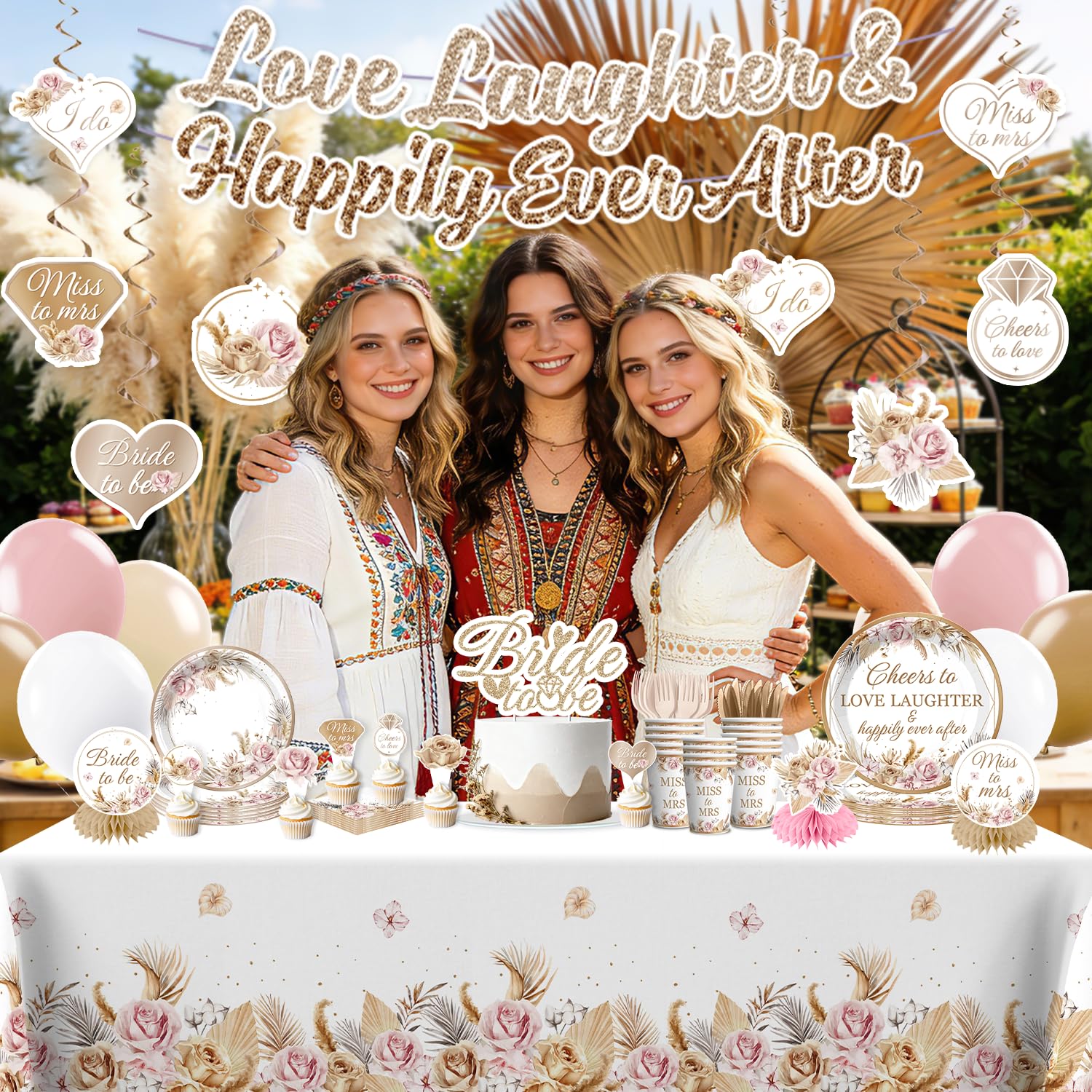 Bridal Shower Decorations, Love Laughter & Happily Ever After Shower Party