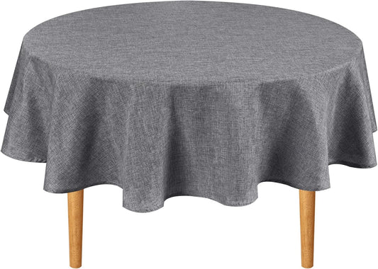 Hiasan Round Linen Tablecloth 30 Inch - Wrinkle and Stain Resistant Washable Polyester Fabric Table Cloth for Dining Room Kitchen Party, Grey