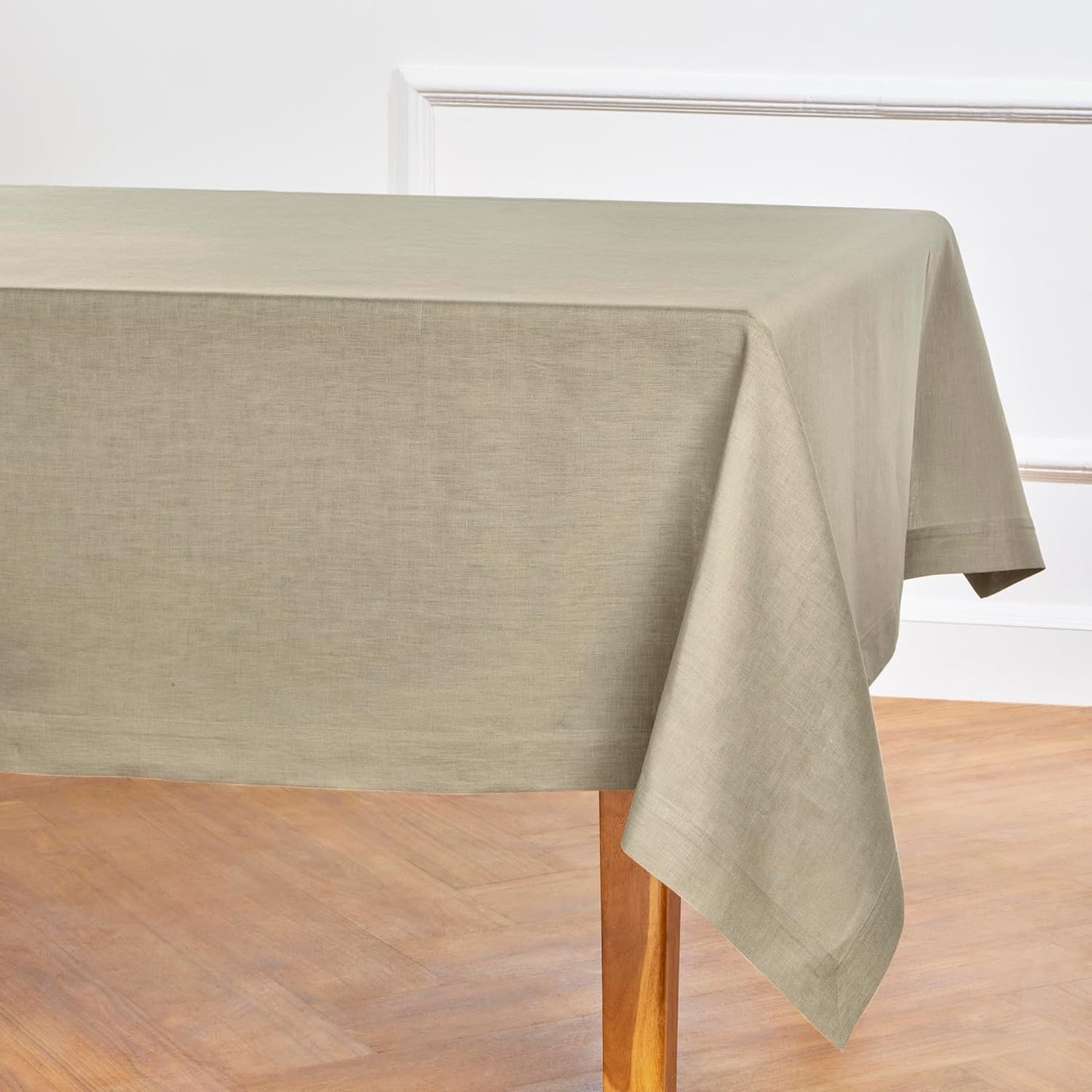 Solino Home Linen Tablecloth 60 x 108 Inch - 100% Pure Linen Vintage Khaki Table Cloth for Rectangle Tables - Fete, Machine Washable Tablecloth for Fall, Autumn, Thanksgiving