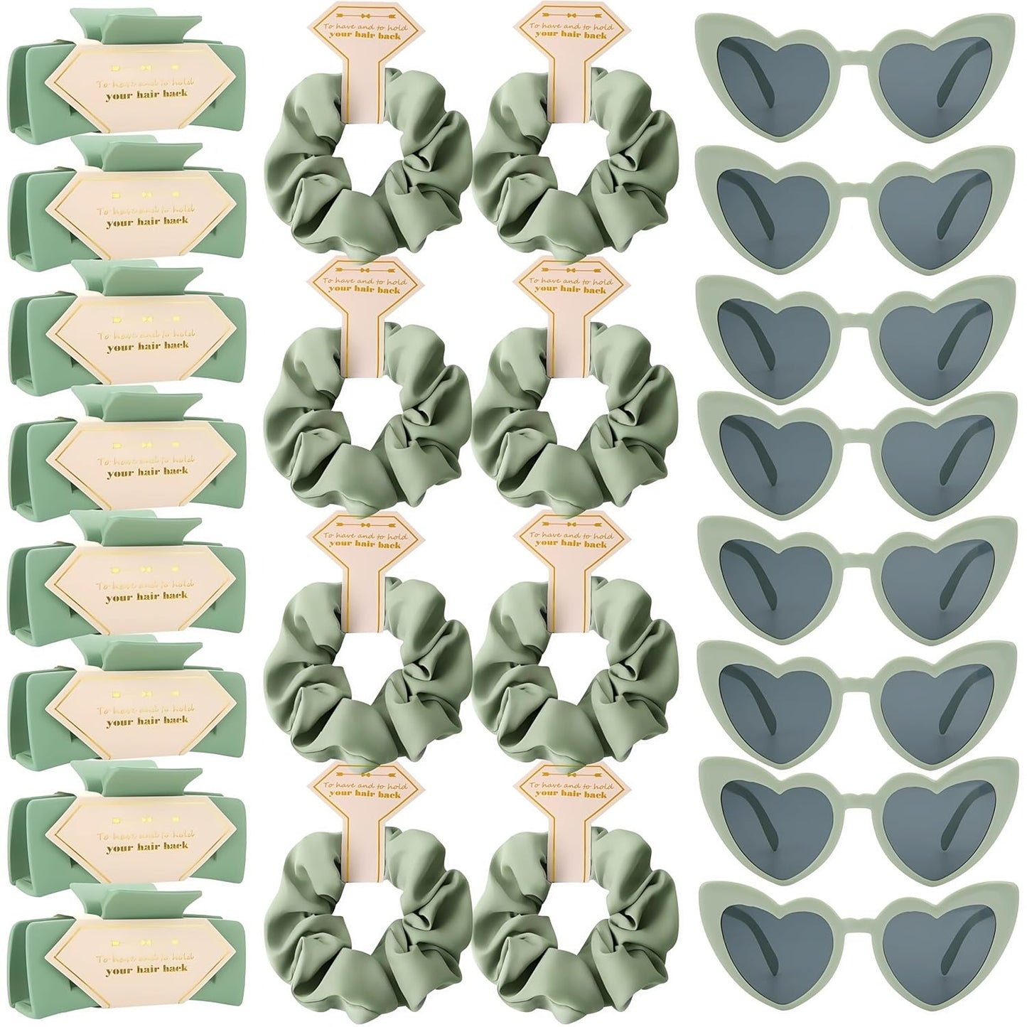Bridesmaid Scrunchies Proposal Gifts Bachelorette Hair Claws Clips Girls heart sunglasses for Wedding Party Favors (Sage Green)