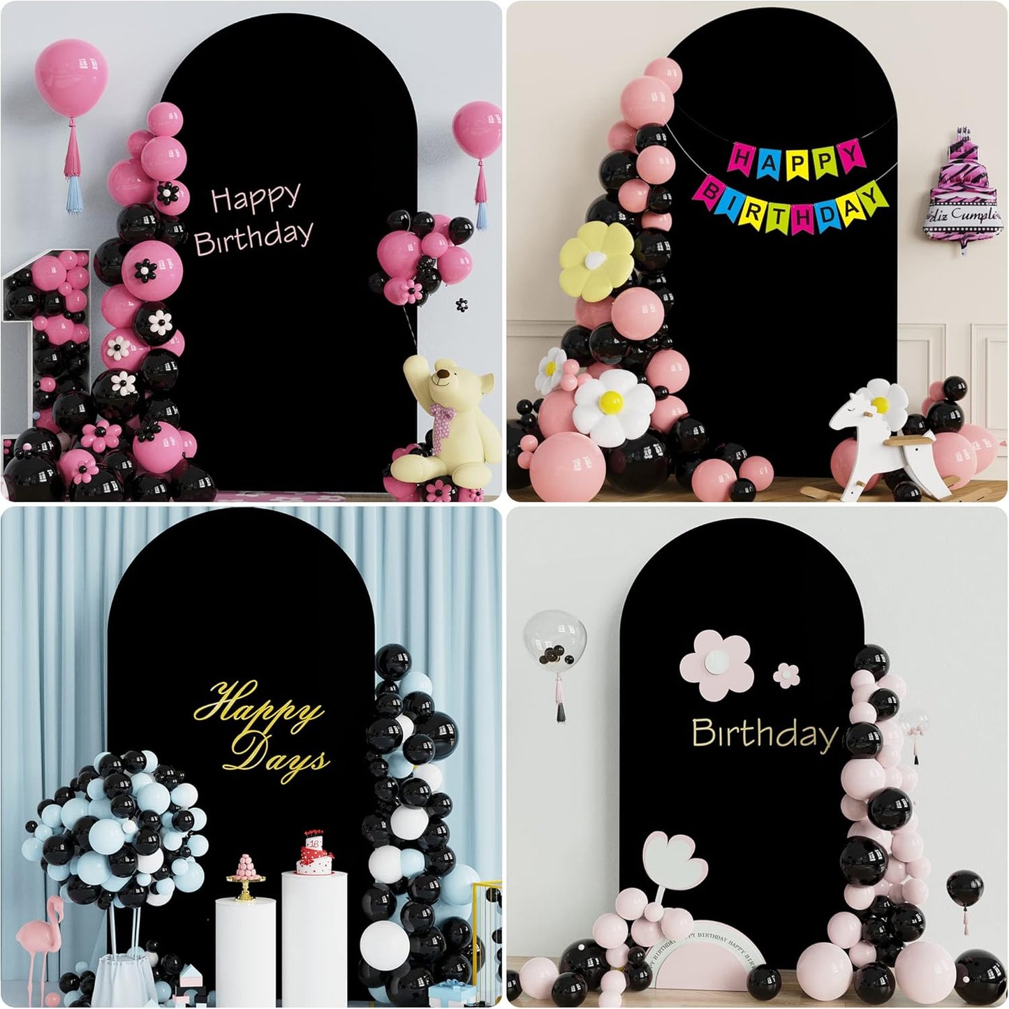 Wokceer 7.2 FT Wedding Arch Stand and Arch Cover, Metal Arch Backdrop Stand with Arch Stand Cover for Birthday Party Wedding Ceremony Bridal Baby Shower Event Decor, Black, DoorCover 1.2M-Black-K