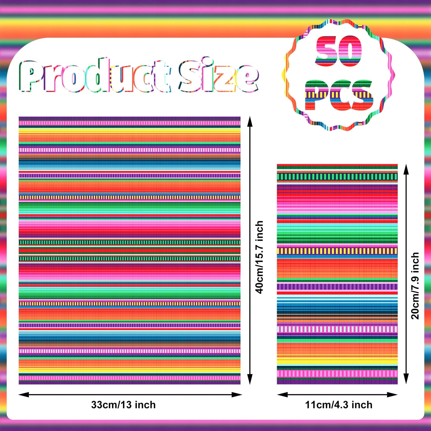 50 Pack Mexican Fiesta Guest Napkins Mexican Themed Colorful Disposable Dinner Napkins Mexico