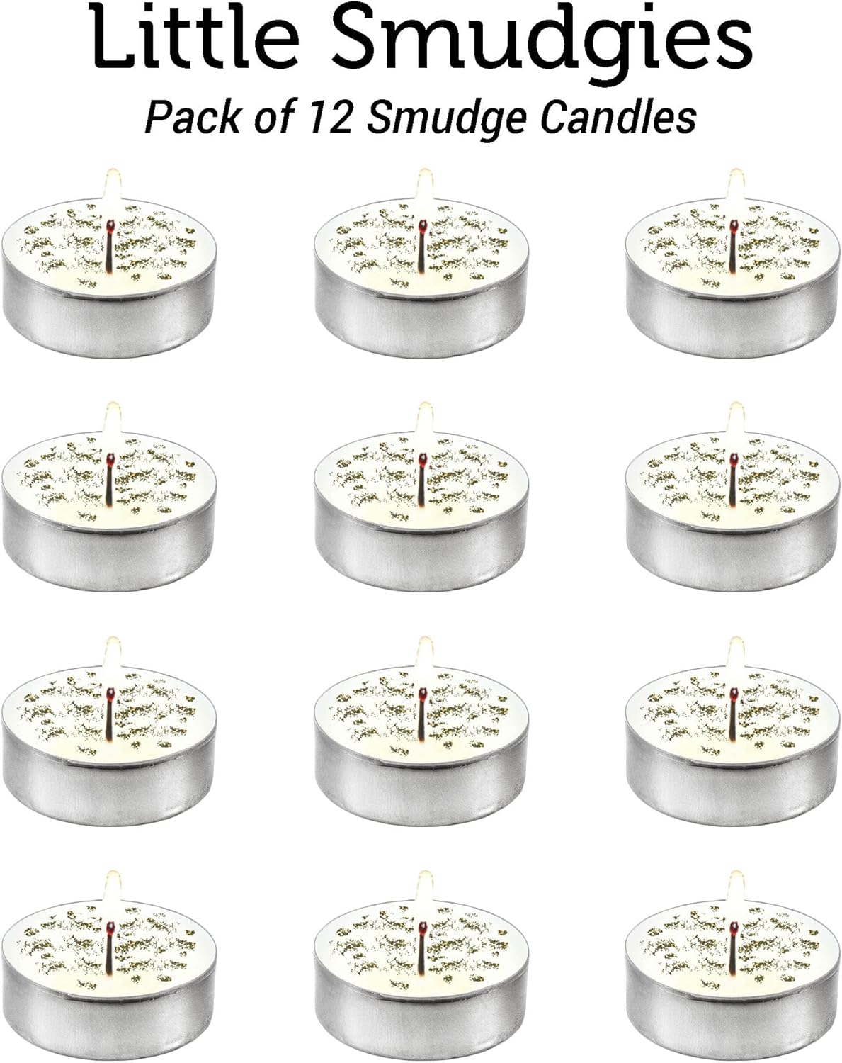 SOUL STICKS 12 Pack Little Smudgies Tealight Candles Smudge Candle for Cleansing House, Meditation, Chakra Healing | Made with Crystals and Herbs (White Sage & Lavender)