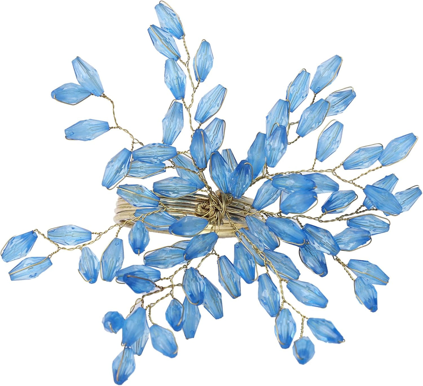 Napkin Rings Set of 6 for Dining Table Decoration Parties Everyday Metal Napkin Holder Leaf Turquoise (Pack of 6)