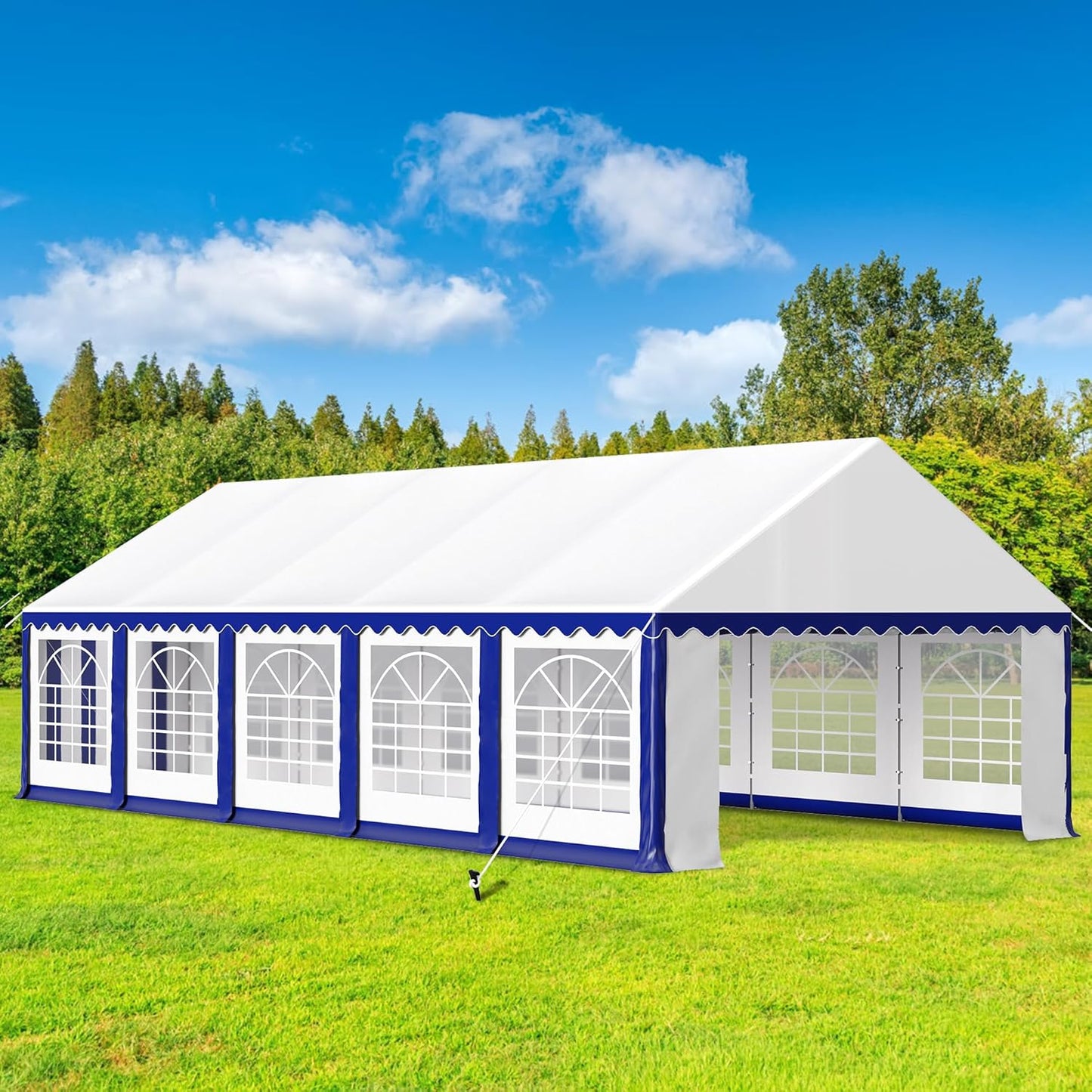 HERA'S PALACE 16'x 32' Outdoor Tents for Parties Large Canopy Tent with 12 Removable Sidewalls Heavy Duty Party Tent for Graduation Wedding and Birthday (Blue)