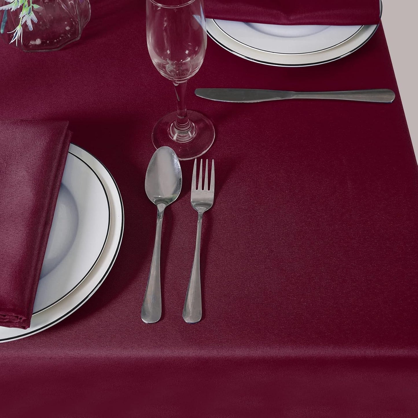 Cupuamon Square Tablecloth 90x90 inch Washable Polyester Fabric Table Cloth for Wedding Party Dining Banquet Decoration（90x90,Burgundy）