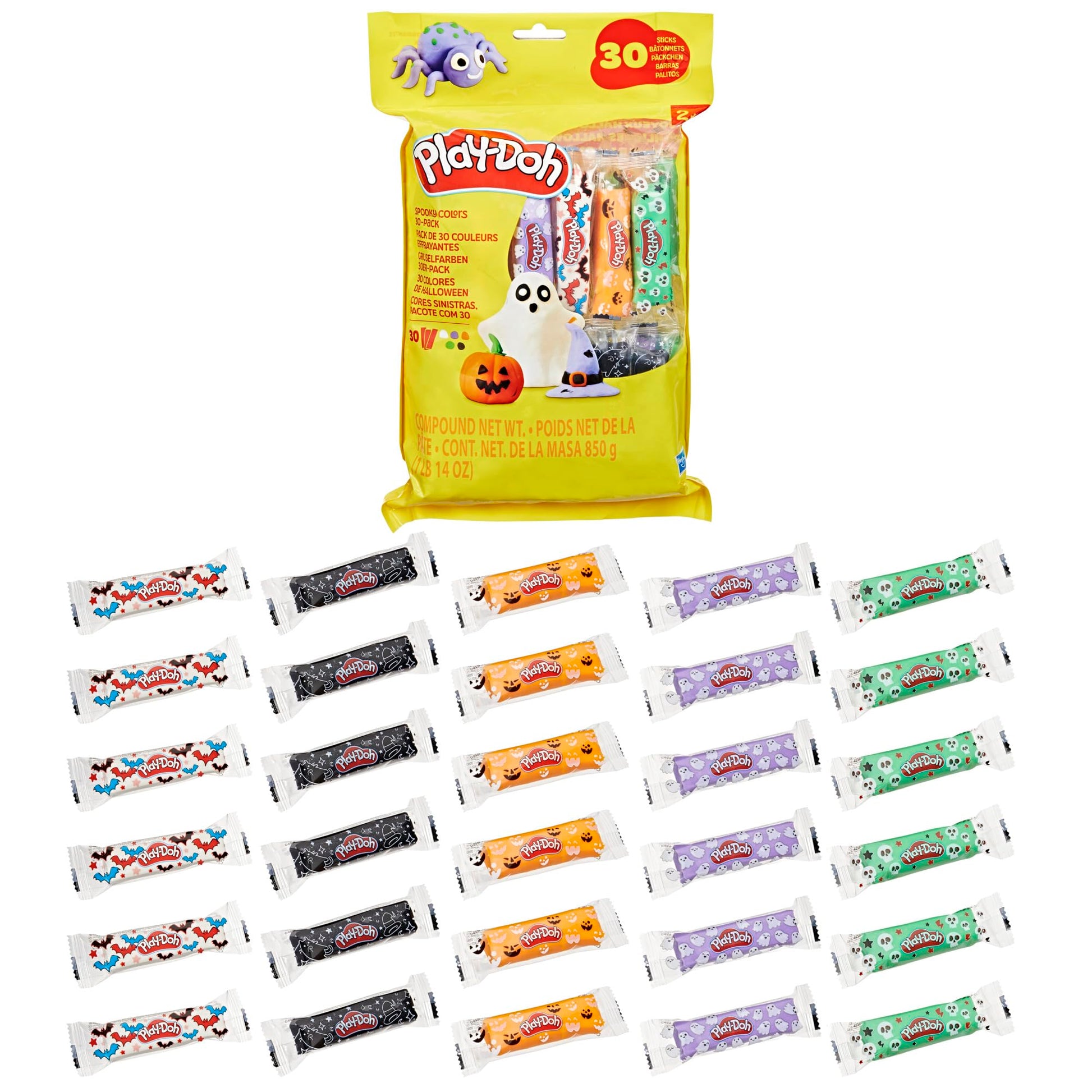 Play-Doh 30 Pack Spooky Colors, Individually Wrapped 1 Ounce Sticks for Halloween, Trick or Treat