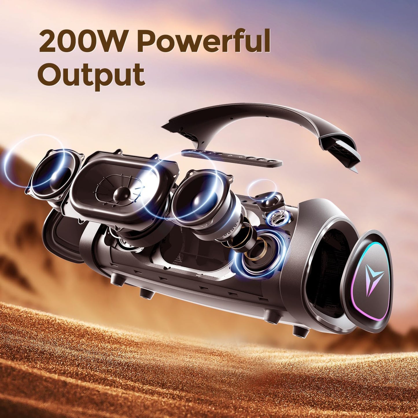 Sonic Boom MAX 300W Max Large Bluetooth Speaker Loud, Massive Bass, IPX66 Waterproof Party Portable Speaker with Subwoofer/EQ/Fast Charge, Outdoor Wireless Speakers