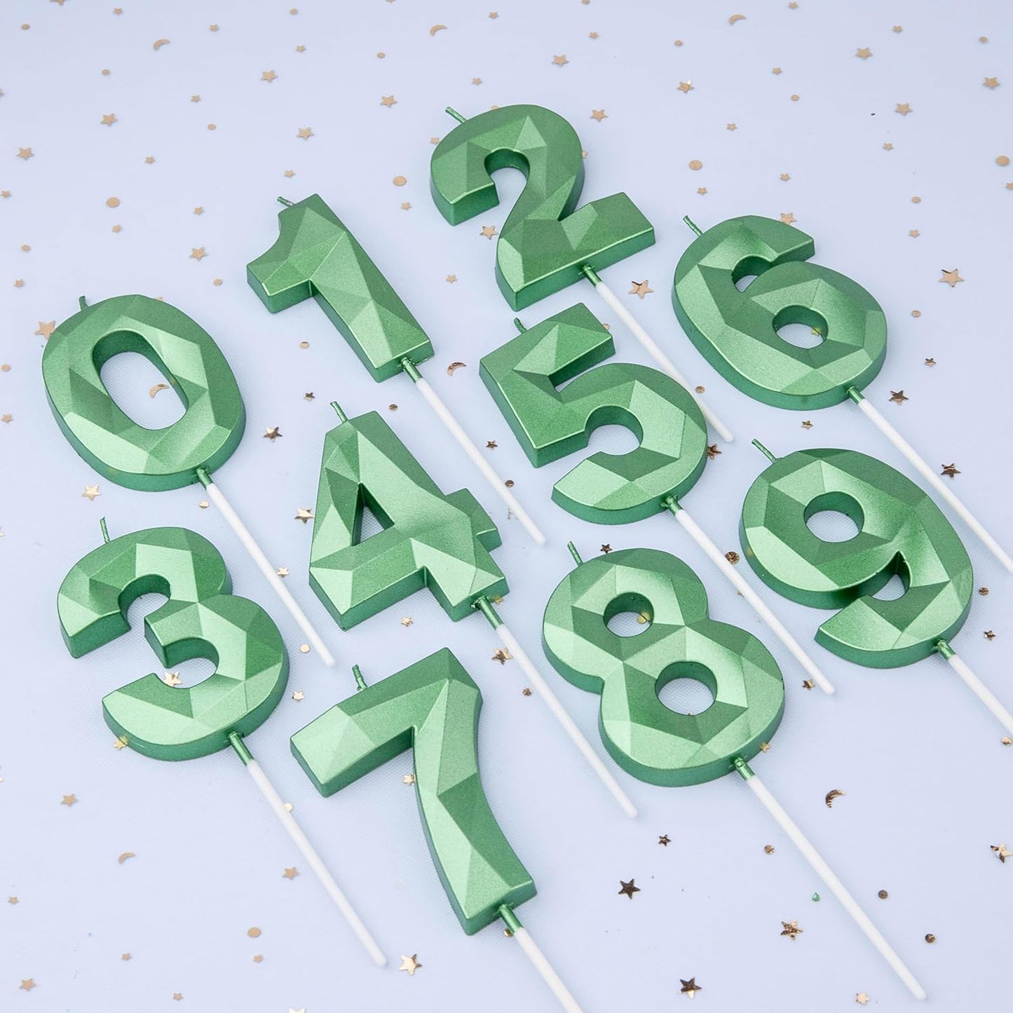 PHD CAKE 2.76 Inch Crystal Green 3 Number Cake Candle, Numeral Birthday Candles, Green Number Candles, Party Celebration