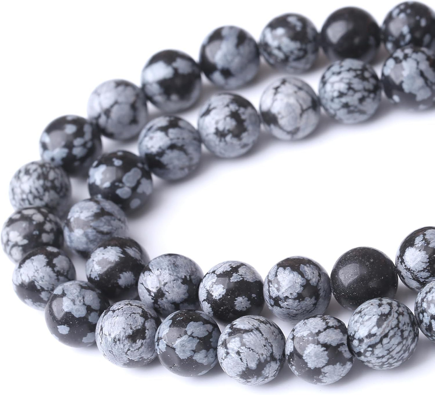 Snowflake Stone Beads for Jewelry Making DIY Craft Gemstone Beads Kit (6mm, 60pcs) Smooth Healing Crystal Beads for Bracelets, Necklaces, Home Decor