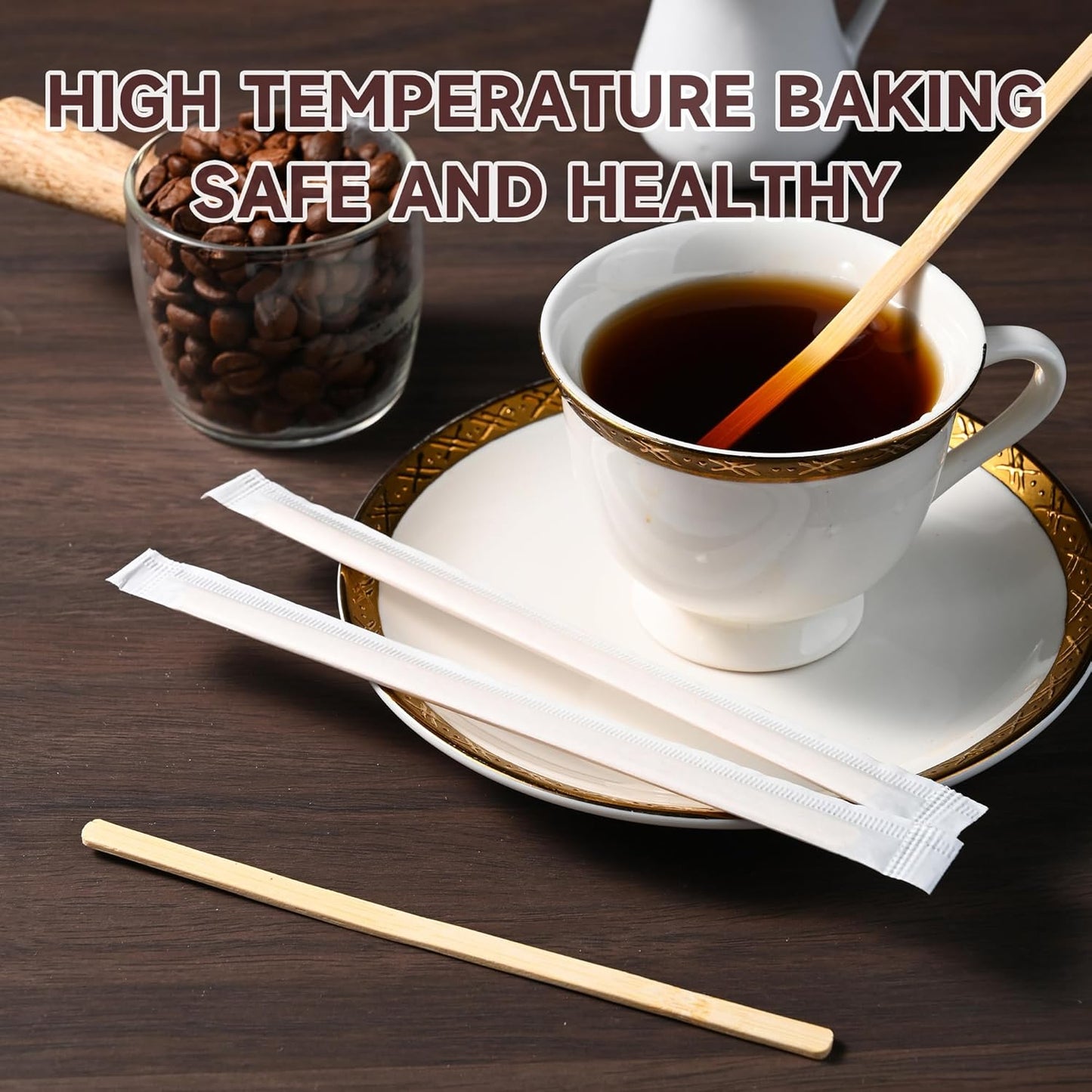 VIWIK 500 Pack Coffee Stirrers 5.5 Inch Coffee Bar Accessories - Individually Wrapped Wood Bamboo Coffee Stir Sticks, Disposable Bamboo Stir Sticks