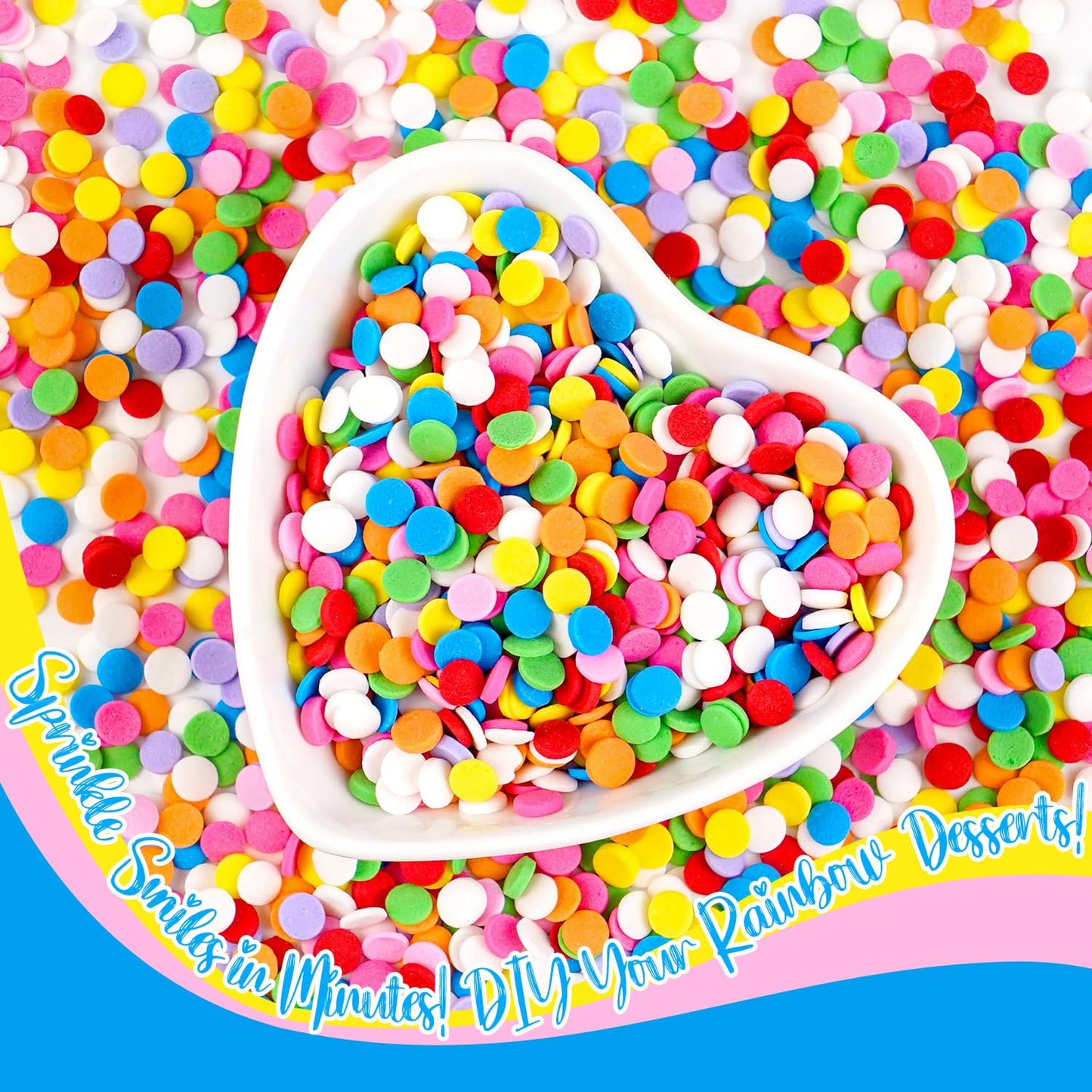 Rainbow Round Sprinkles, Birthday Confetti Edible Cake Decorations, Round Sprinkles For Cupcake, Cake Decorating, Ice Cream, Cookie, 150g/5.29oz