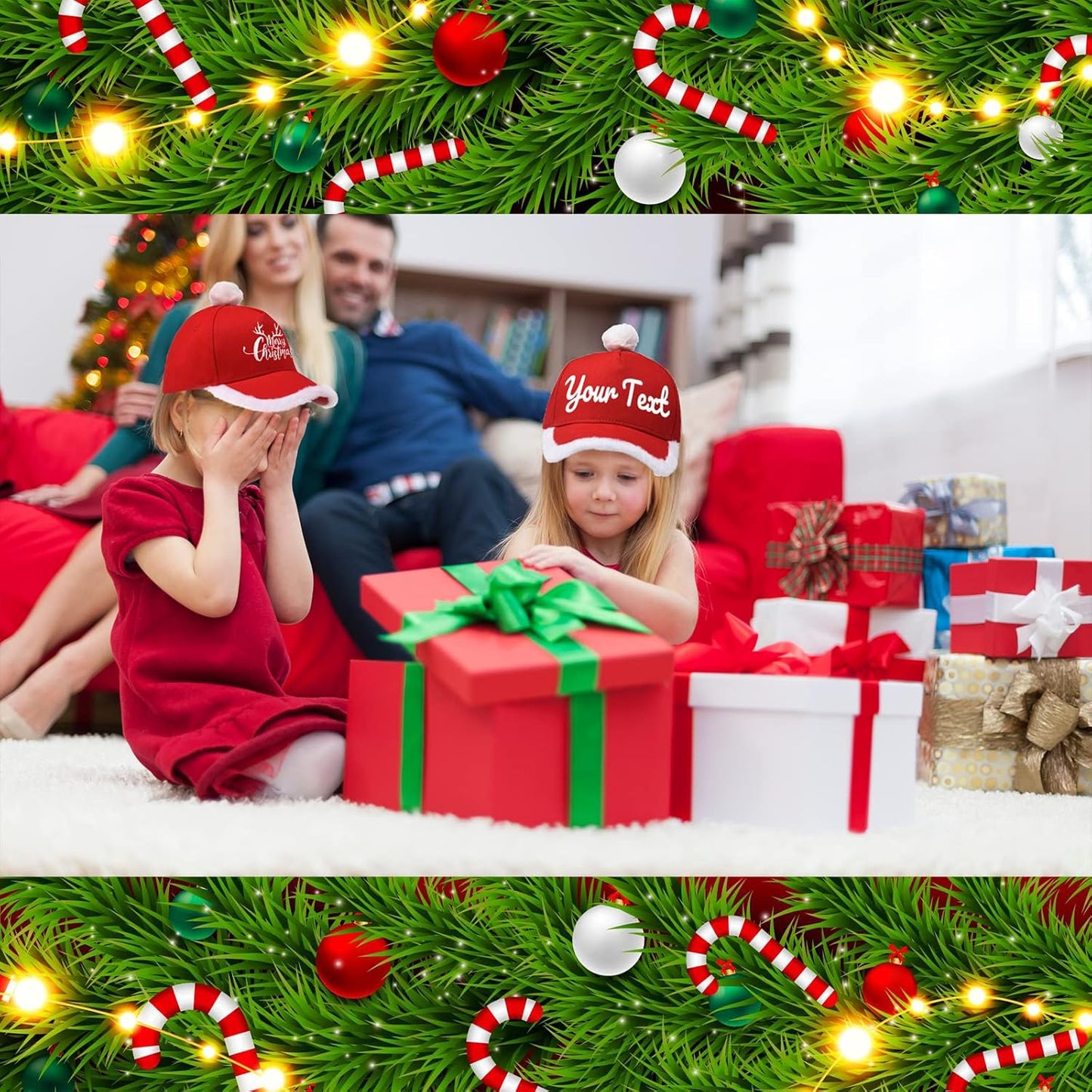 Christmas Santa Baseball Hat Santa Claus Costume hat with Fuzzy Fur Pom