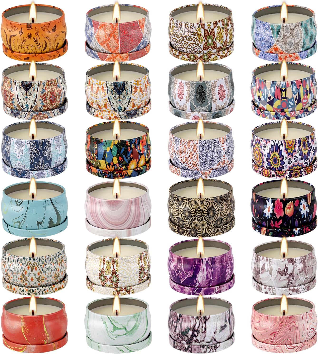 24-Piece Smokeless Candle Set with 8-Hour Burn Time Each, Ideal for Festival Gifts and Birthdays - Premium Aromatherapy Candle