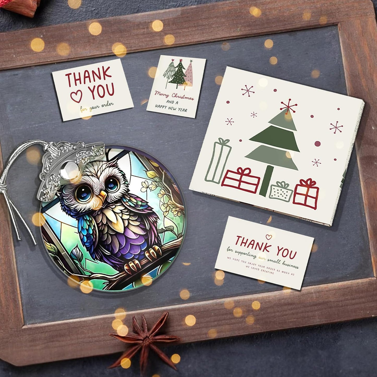 Stained Glass Effections, Christmas Tree 4 Inch Acrylic Ornament Art, White Elephant Gifts Car Interiors Decors, Christmas Decor, Decorations for Festival 2025 Christmas Ornament