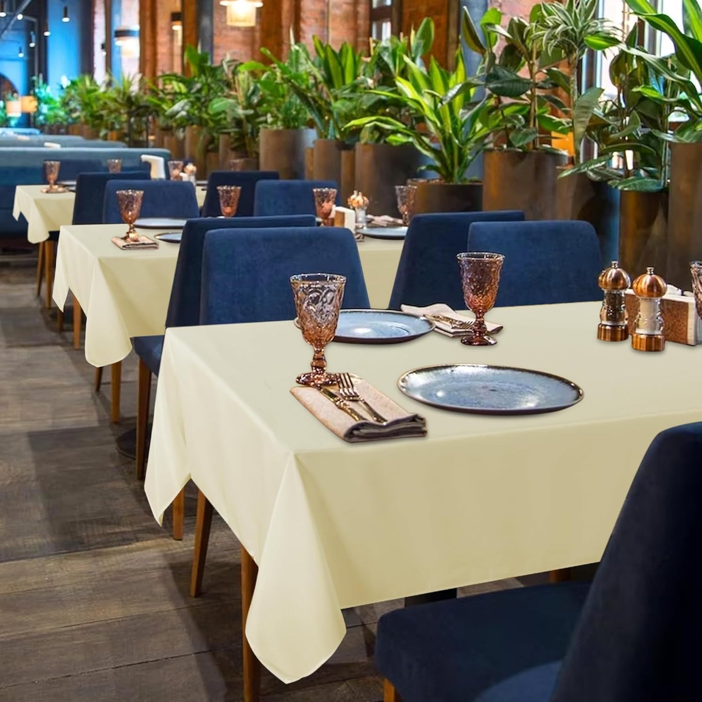 sancua 6 Pack Beige Tablecloth 60 x 102 Inch, Rectangle Table Cloth for 6 Feet Tables - Stain and Wrinkle Resistant Washable Polyester Table Cover for Dining Tables, Buffet Parties and Camping