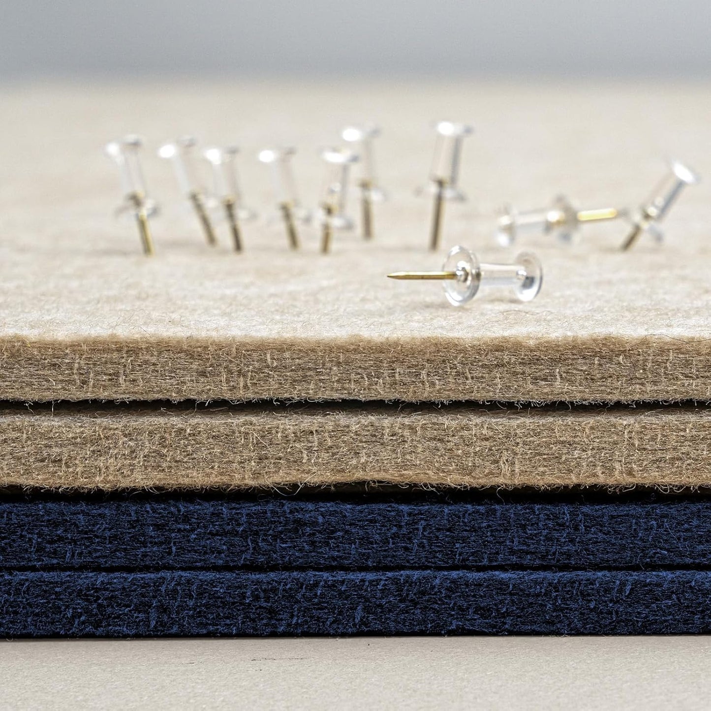 Bulletin Board, 24 x 18 inches Felt Board Decorative Pin Board, Cork Board Alternative for Wall, Foldable Photo Board Self-Adhesive Vision Board Mood Board with 20 Pushpins - Dark Blue