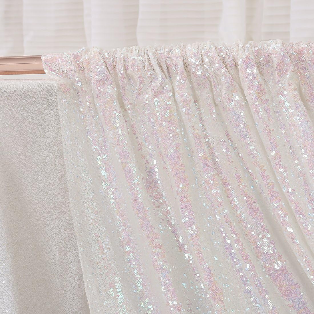 Poise3EHome 5FT x 7FT Iridescent Sequin Photography Backdrop Curtain for Party Decoration