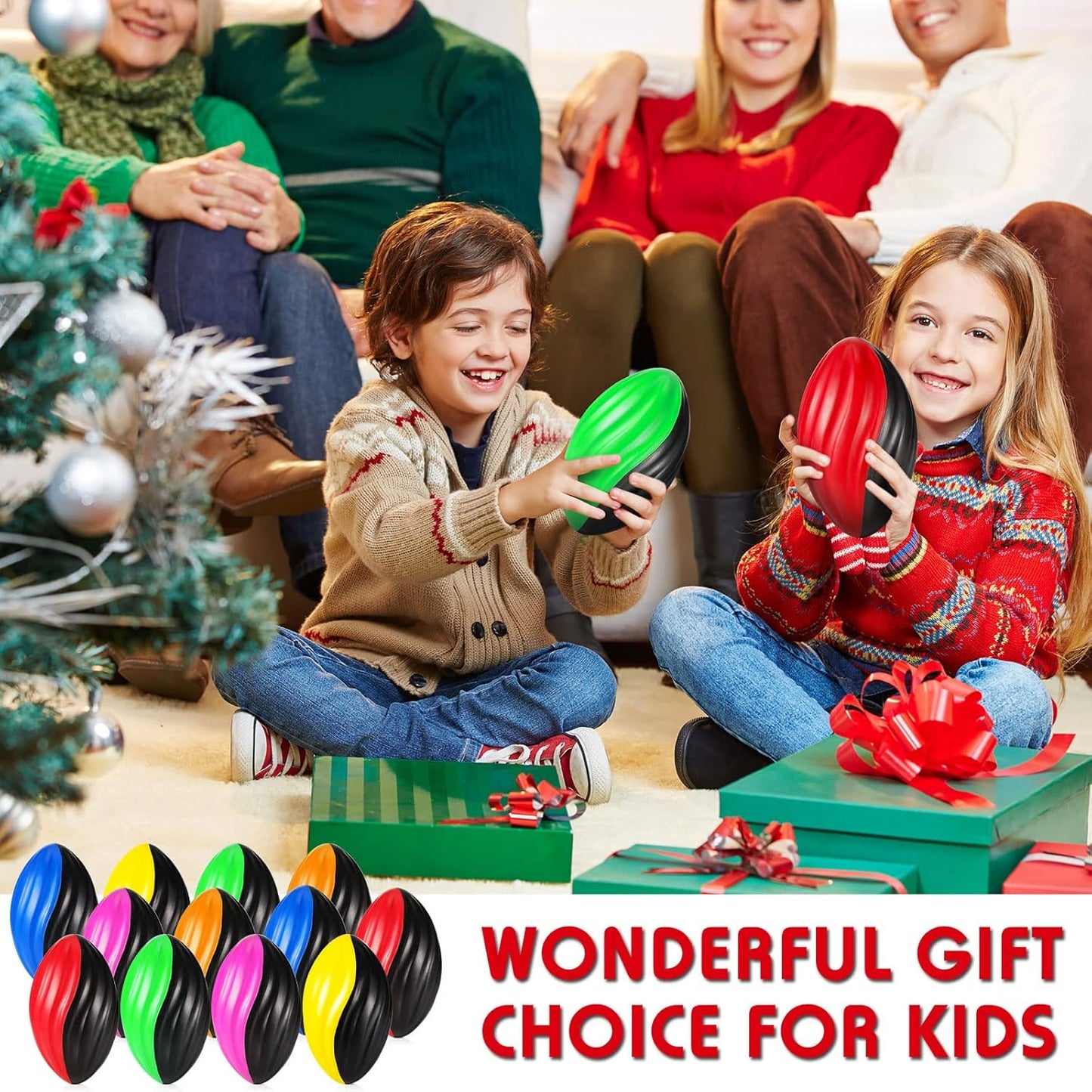 Jerify 12 Pcs Mini Footballs for Kids Spiral Foam Football Bulk 5 Inch Soft Small Waterproof Foam Ball Sports Birthday Toddler Football for Indoor and Outdoor Game(Assorted Color)