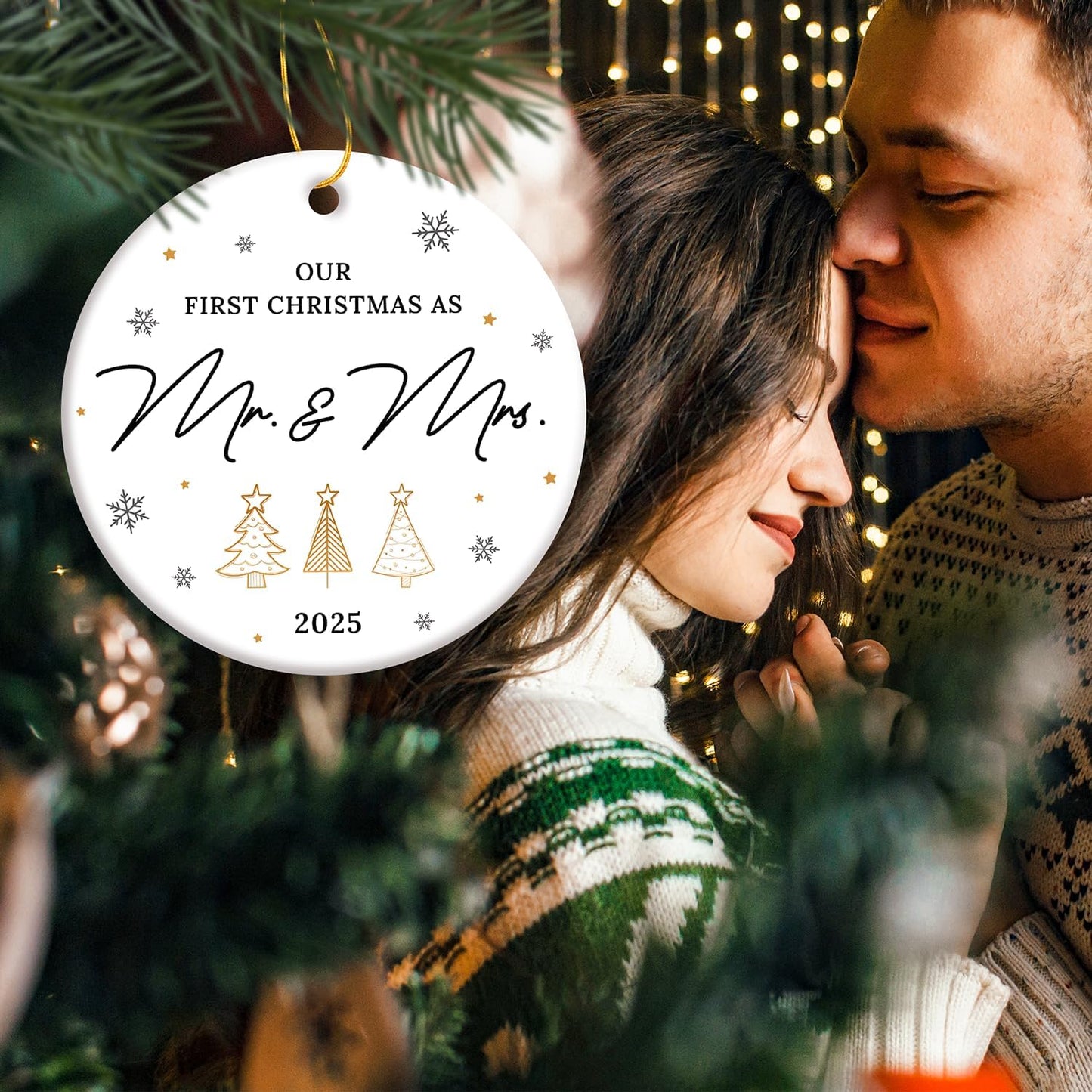 ZAGKOO Wedding Gifts for Couples 2025 - First Christmas Married Ornament, Mr and Mrs Gifts, Wedding Gift Ideas for Newly Wed, Just Married Couples, Bride - Bridal Shower Gift, 1st Christmas Decoration
