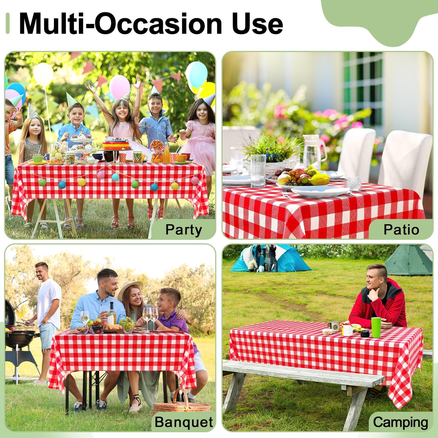 misaya 4 Packs Buffalo Disposable Table Cloth, 54 x 108 Inch Waterproof Plastic Tablecloth