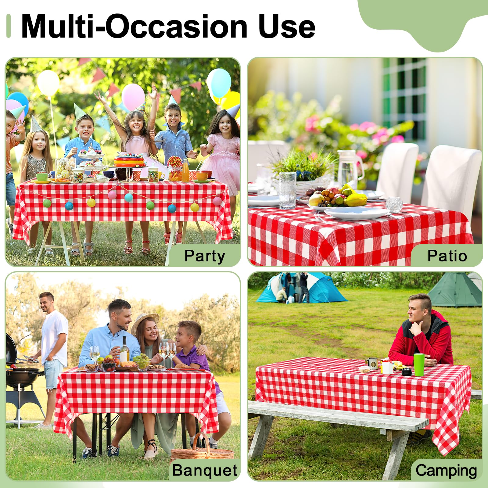 misaya 4 Packs Buffalo Disposable Table Cloth, 54 x 108 Inch Waterproof Plastic Tablecloth