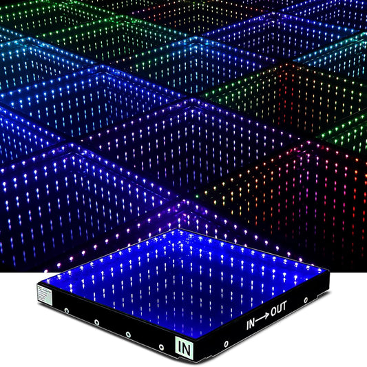 Dance Floor Stage Lights Tempered Glass Infinity Mirror Panel 3D Effect Led Dance Floor for Wedding Party Customizable (3D-Magnetic, Customize)