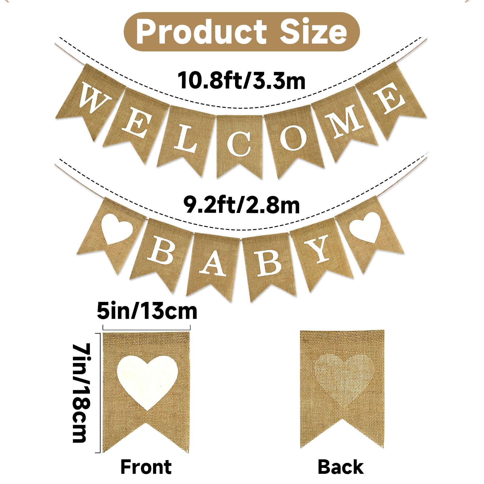 Anwyll Burlap Welcome Baby Banner - NO DIY Baby Shower Decoration Banner Oh Welcome Babies Shower