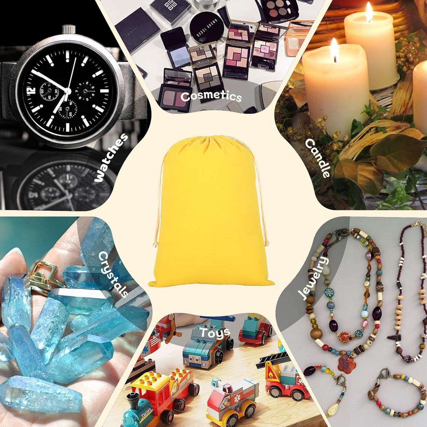 Velvet Drawstring Jewelry Bag, 50Pcs Yellow Dice Bag, 7x10, Or Wrapping Halloween Party Favors, Small Bussiness, Toys, Board Game