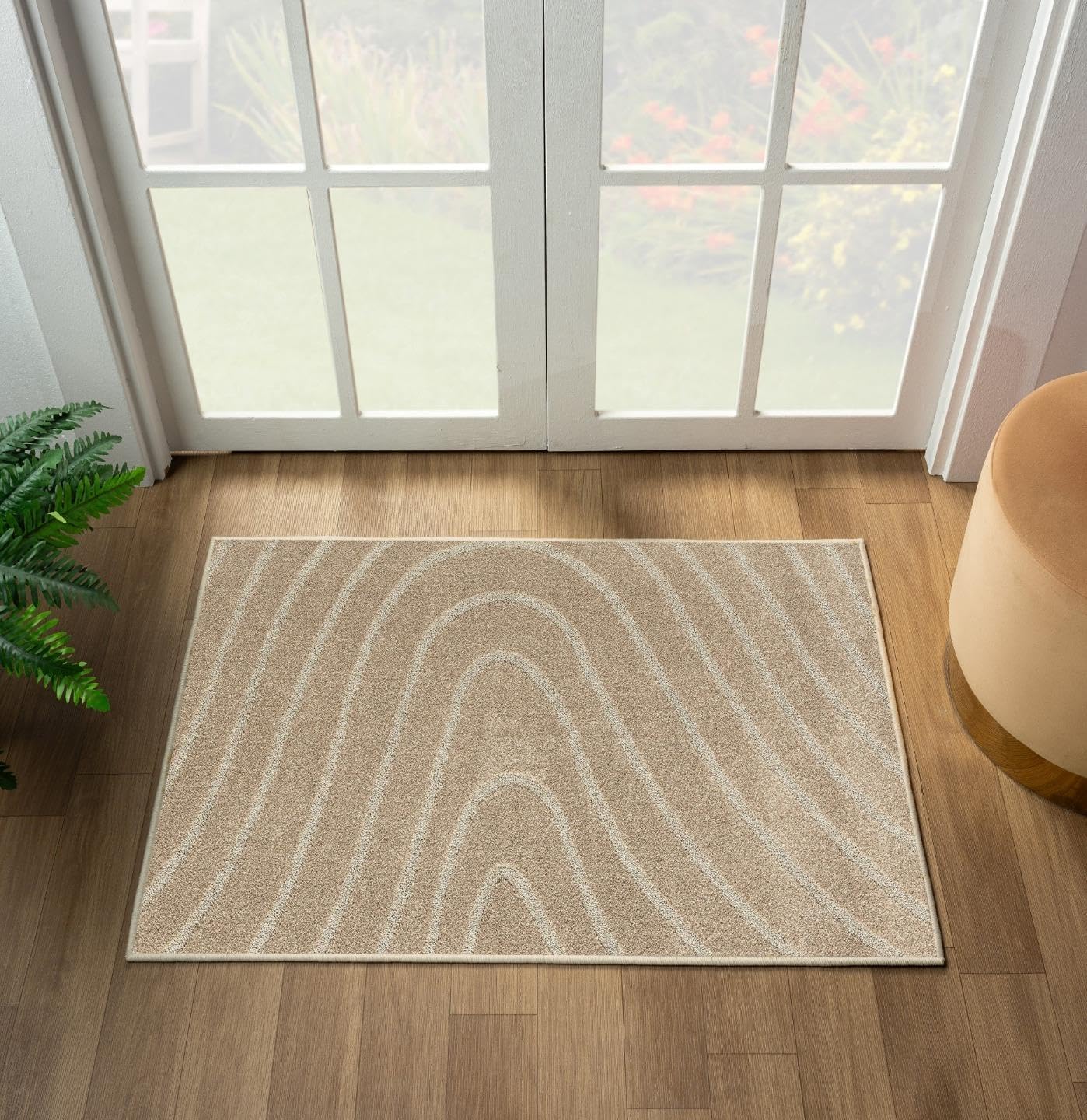 LUXE WEAVERS Modern Geometric Wave Beige 2x3 Area Rug