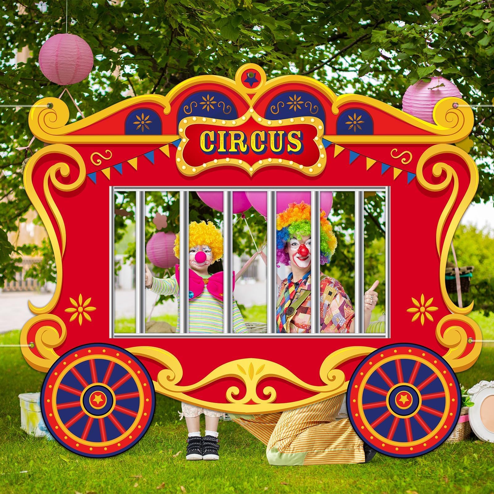 Yiaoyinnz Circus Party Decorations Carnival Cage Shaped Photo Backdrop Circus Photo Booth Props