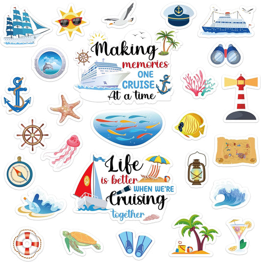 Cruise Door Decorations Magnetic, 27 Pcs Large Nautical Cruise Ship Magnets for Door Funny Carnival Sea Navigation Door Magnets for Door Decorations Fridge Car Cabin Party Supplies