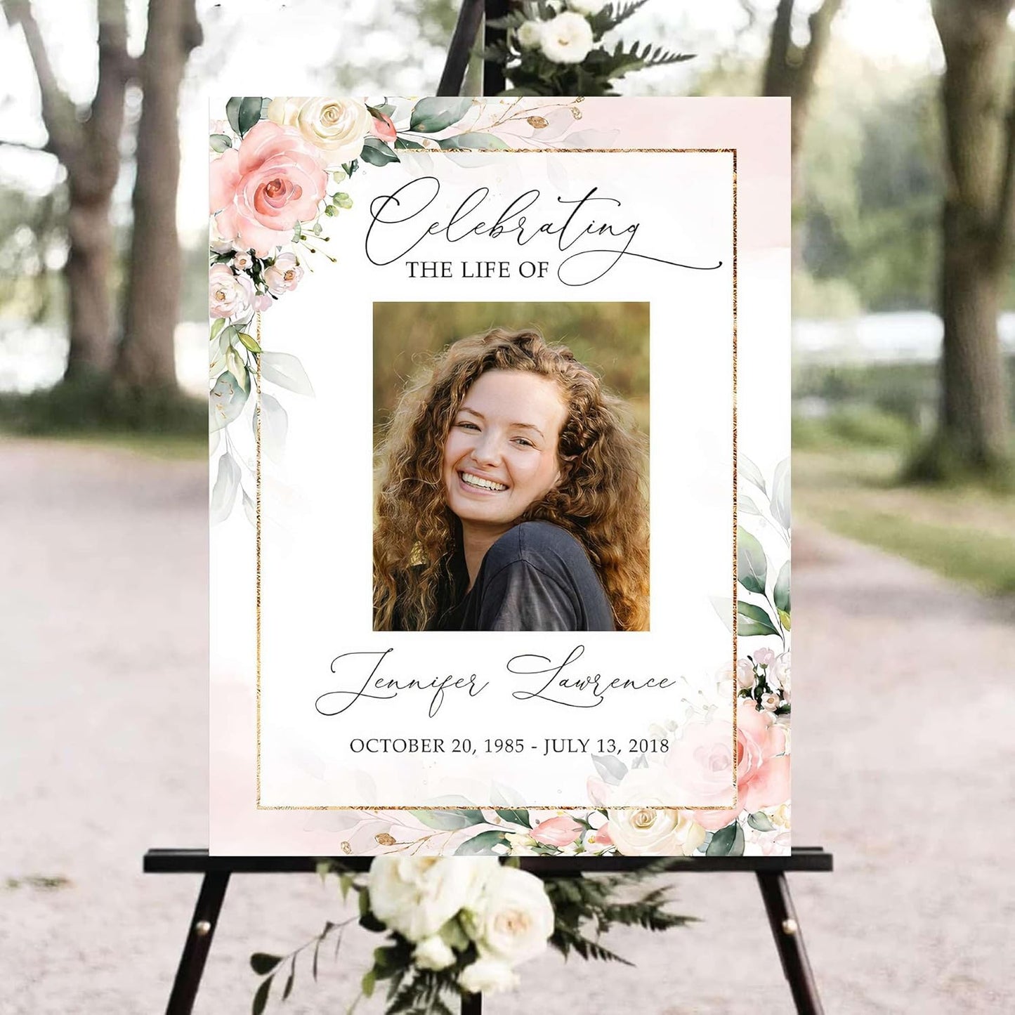 Personalized Funeral Welcome Signs, Celebration Of Life Yard Sign, Celebration Of Life Decoration, Custom Memorial Signs, Minimalist Celebrate of Lifes Sign With Photo, Memory Signage For Funerals #1