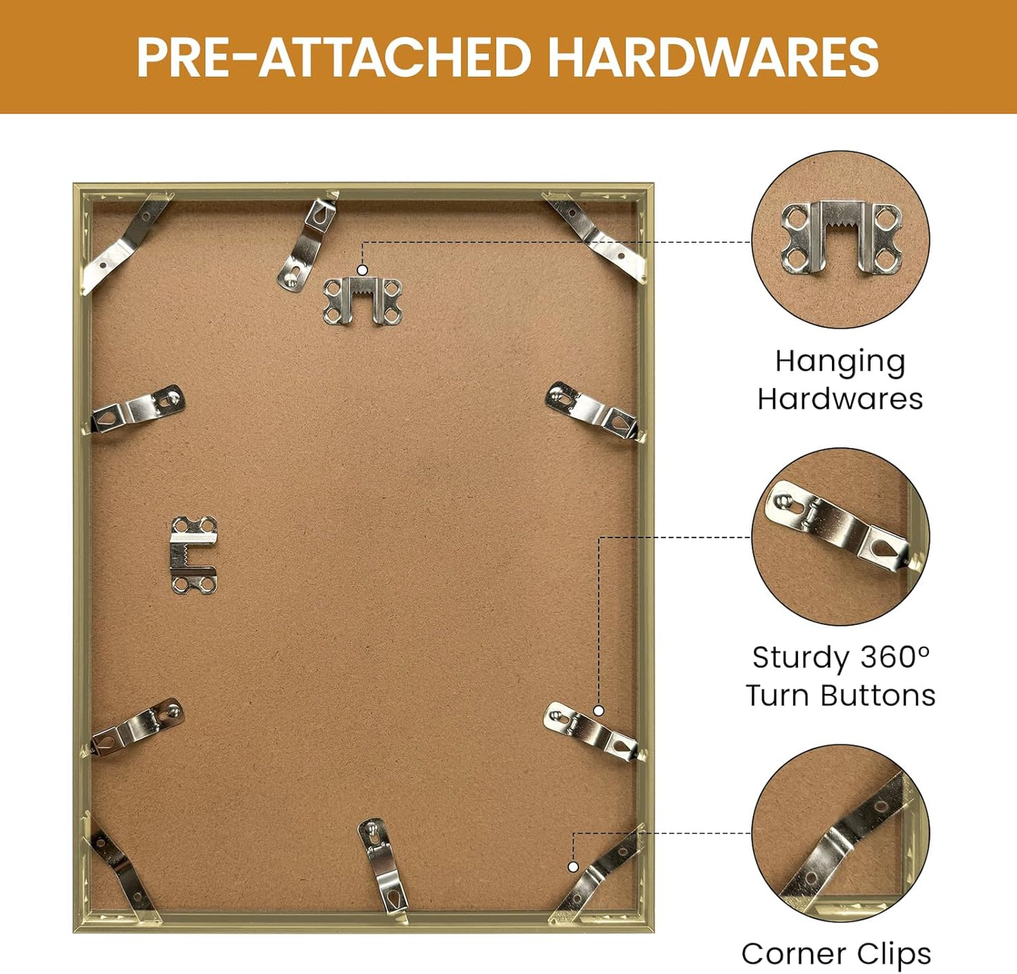 10x13 Aluminum Metal Picture Frame,Tempered Glass Gold Photo Frame 10x13 for Family Photo,Posters,Art,Document to Wall Mount Horizontally or Vertically