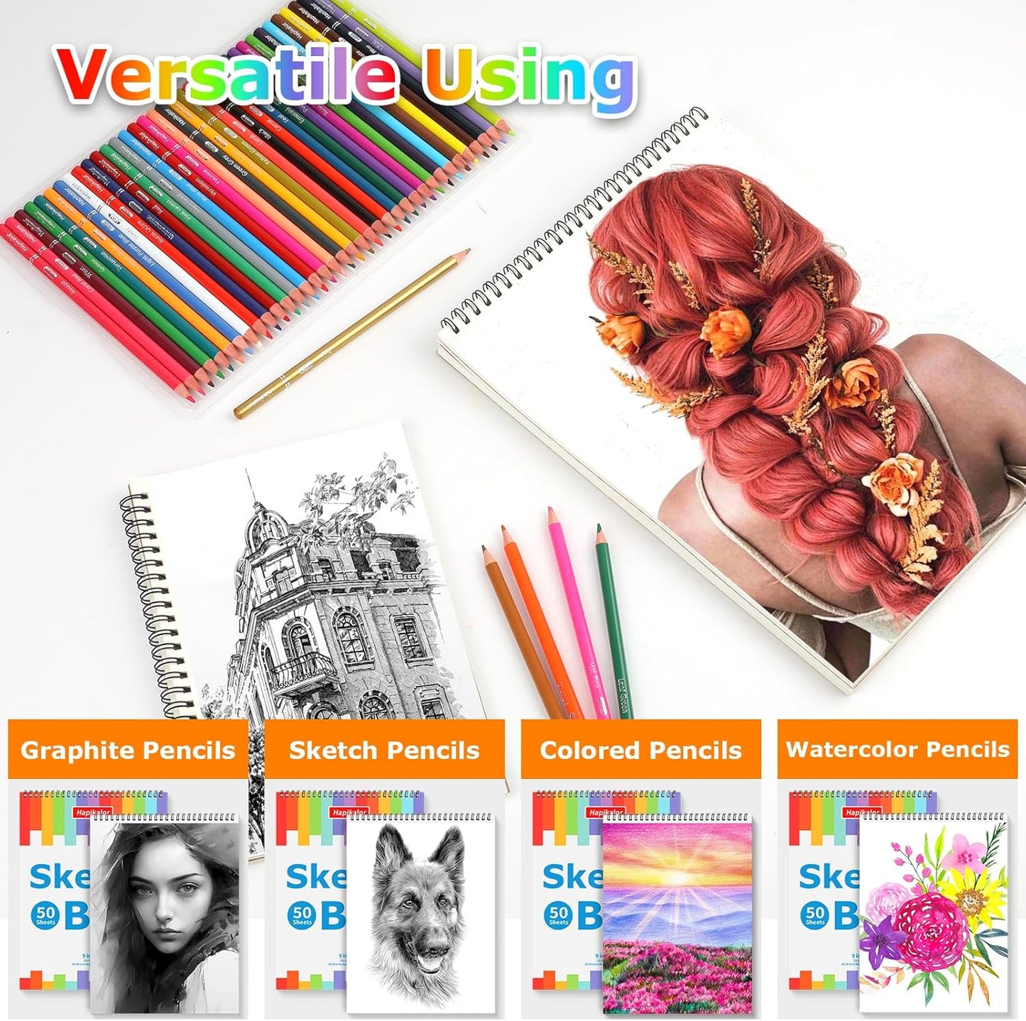 Hapikalor Drawing Pad for Kids, Sketch Pads 50 Sheets, 3-Pack Kids Travel Activities Spiral Bound Drawing Books Bulk 6" x 9 ", Drawing Paper for Kids 9-12