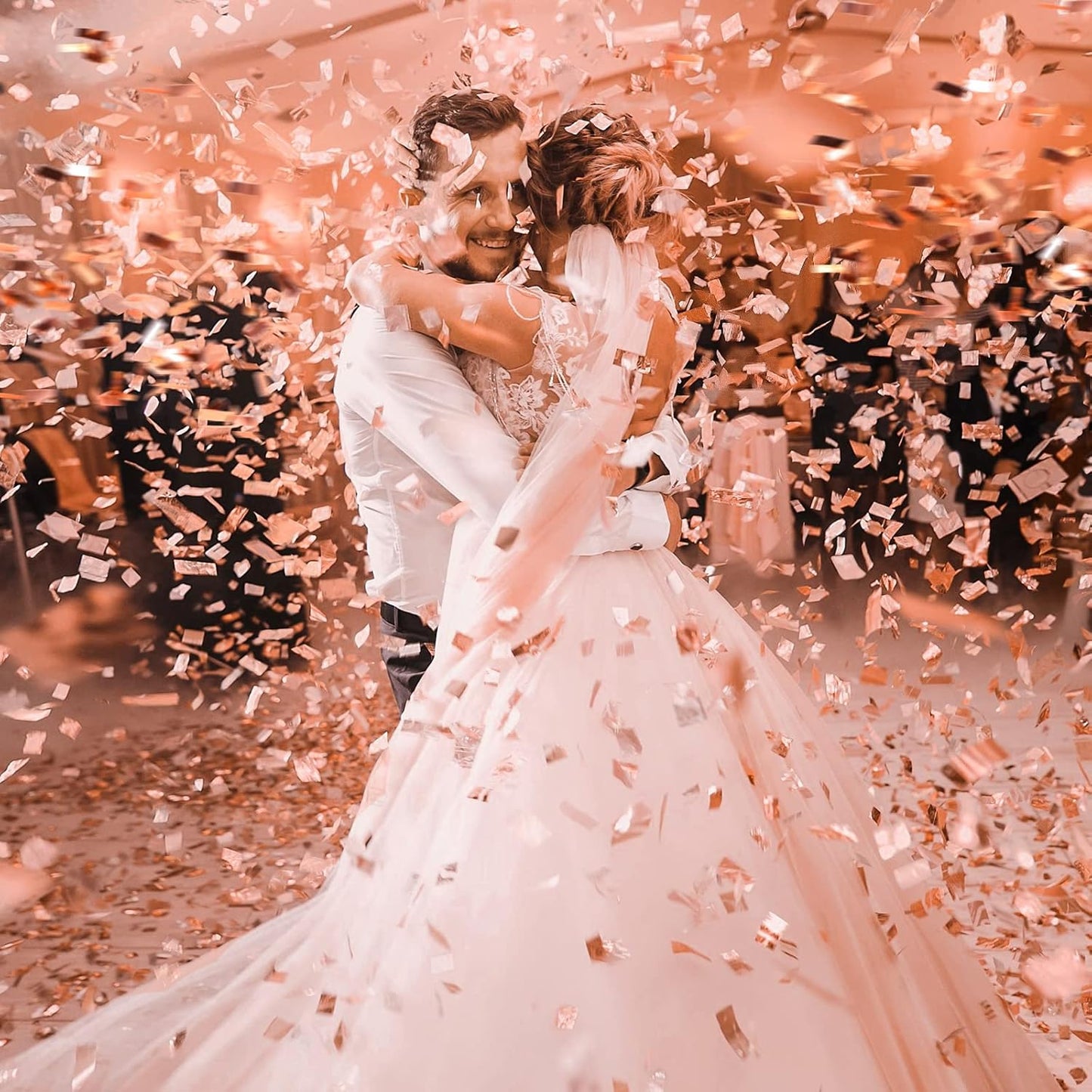 Sumind 200 Grams Gold Silver Large Metallic Confetti Rose Glitter Throwable Table Scatter Foil Confetti for Wedding Birthday Party Baby Shower Graduation Christmas Celebrations(Rose Gold)