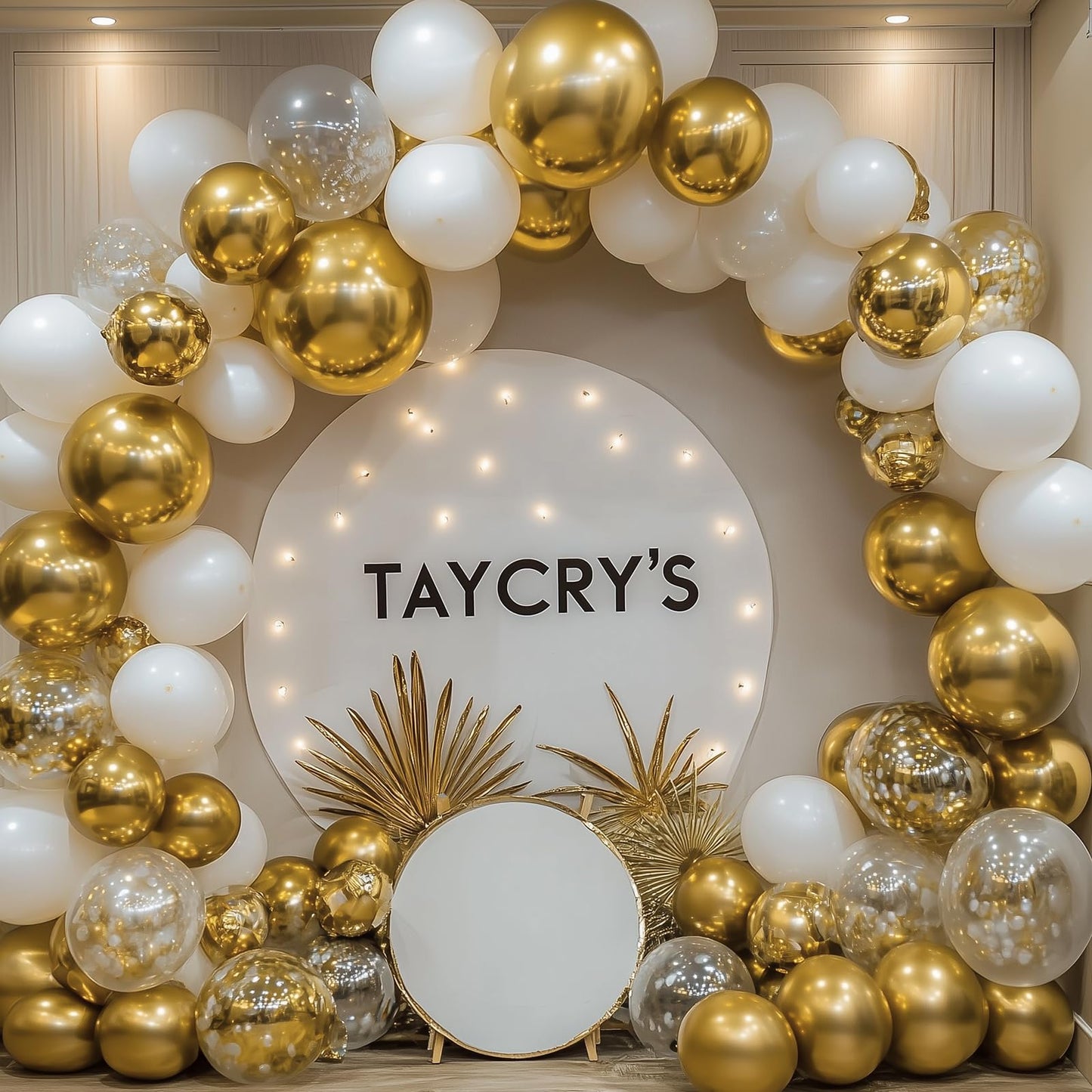 RUBFAC Gold Balloons Different Sizes Chrome Gold Balloon Arch Kit 129pcs