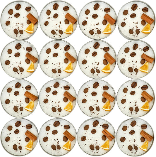 Coffee Scented Soy Wax Candle Favors with Hand-Placed Orange and Cinnamon Stick - Handmade Gift Set for Wedding Guest - Bridal Shower Baby Shower Birthday (10 Pieces)